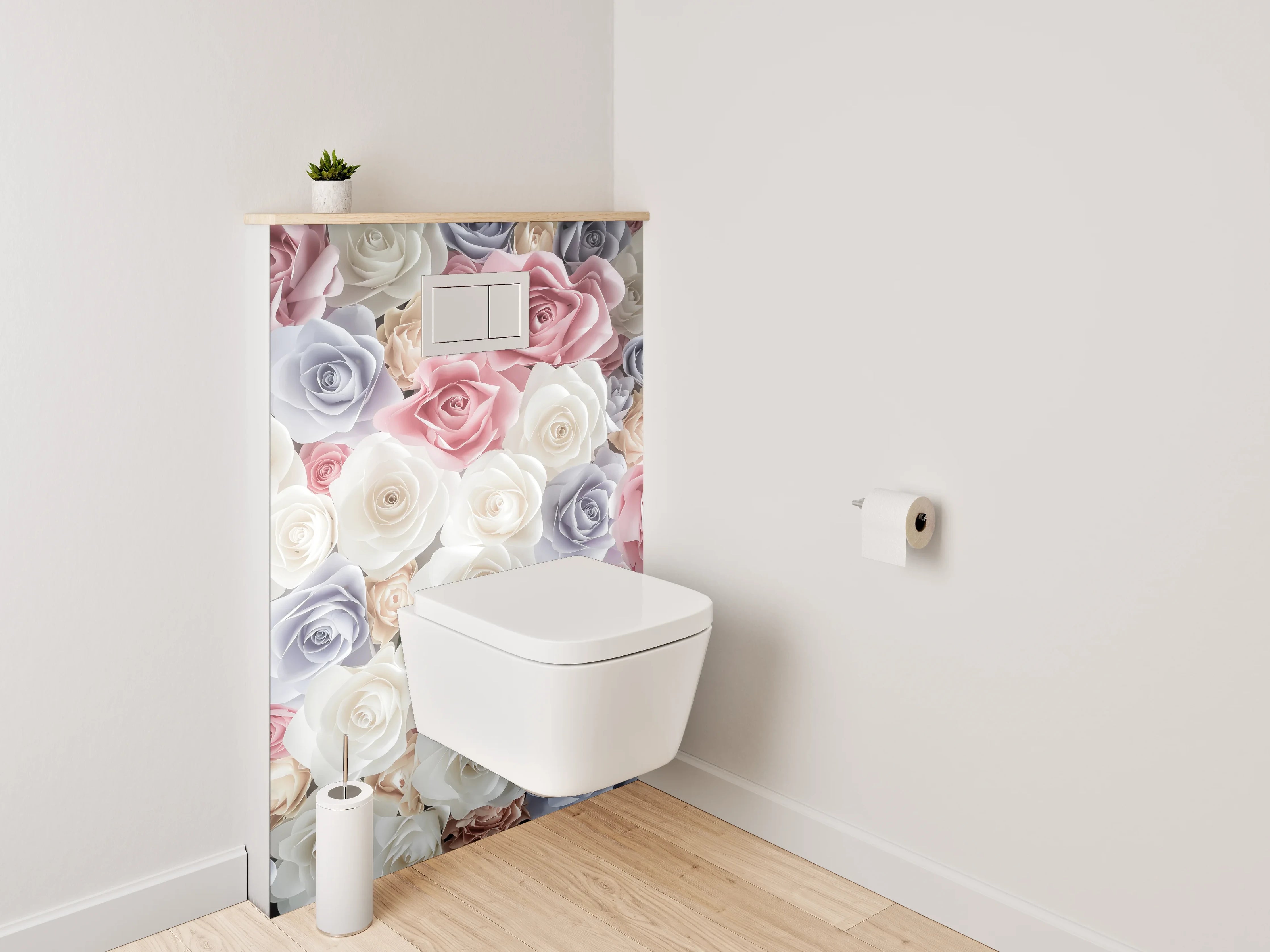 WC-Rückwand - Rosenmeer in Pastell – Blumenpracht