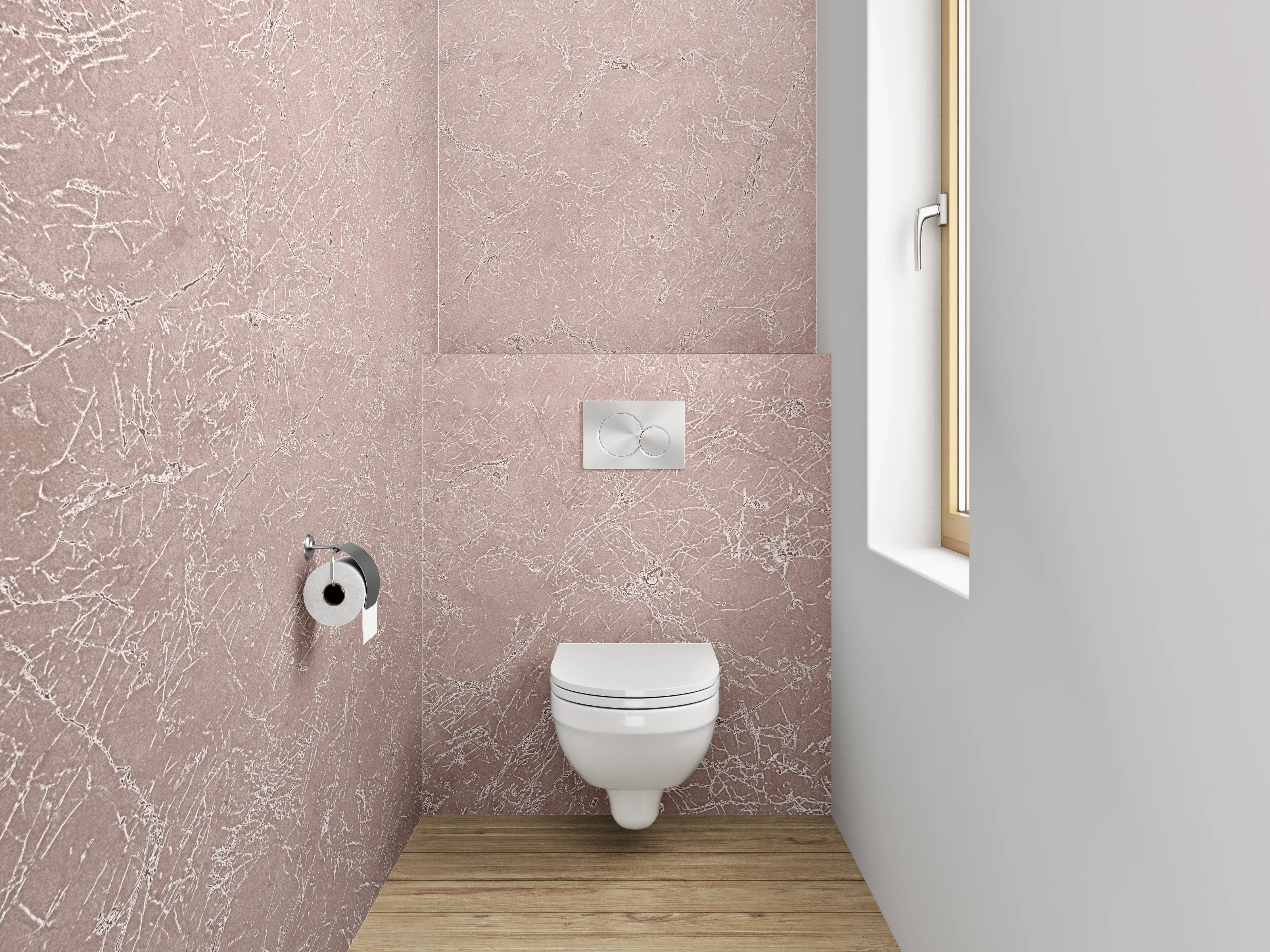 WC-Rückwand - Roséstruktur Marmor Optik Oberfläche