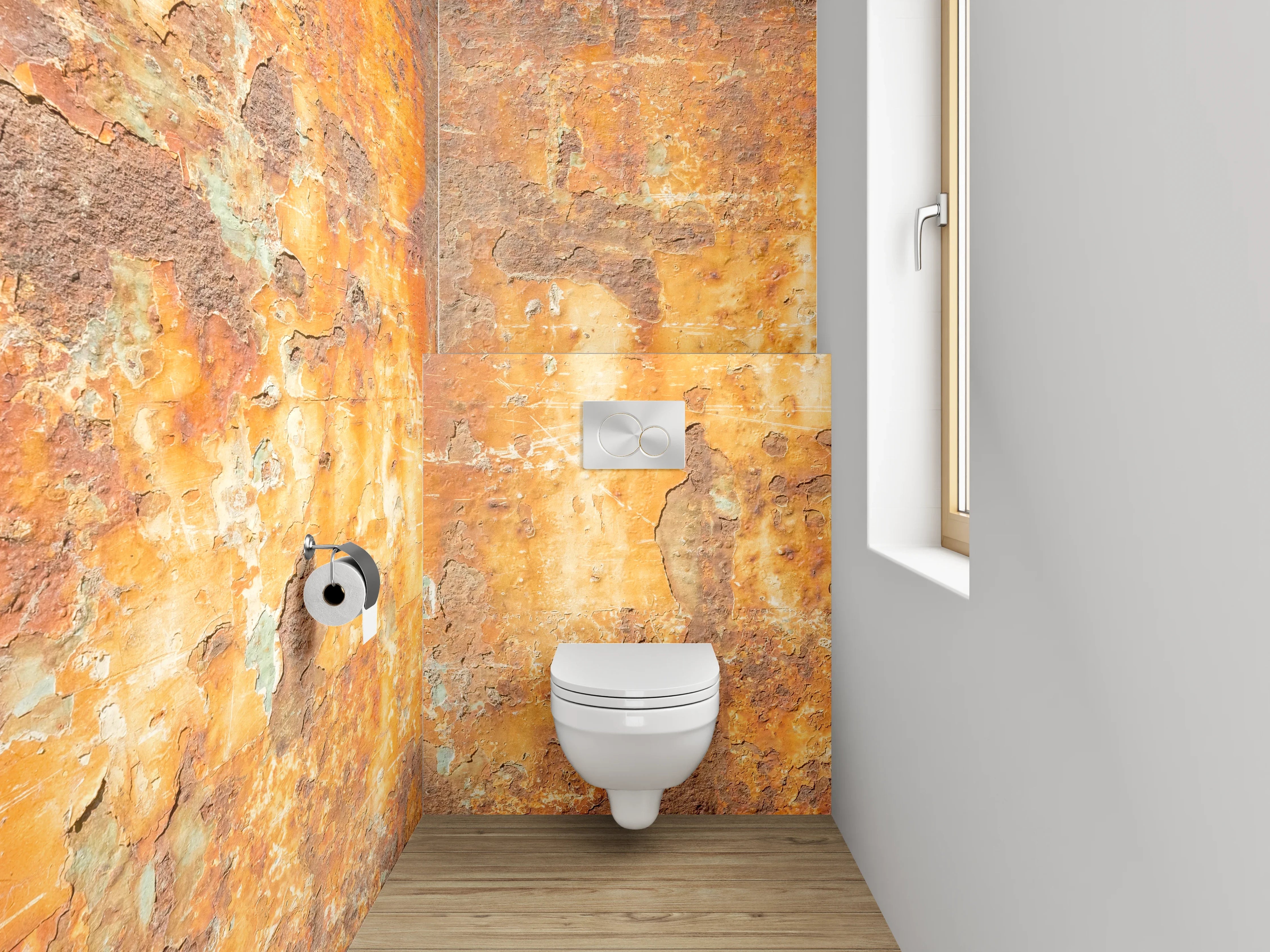 WC-Rückwand - Rostige Metallstruktur Vintage Look