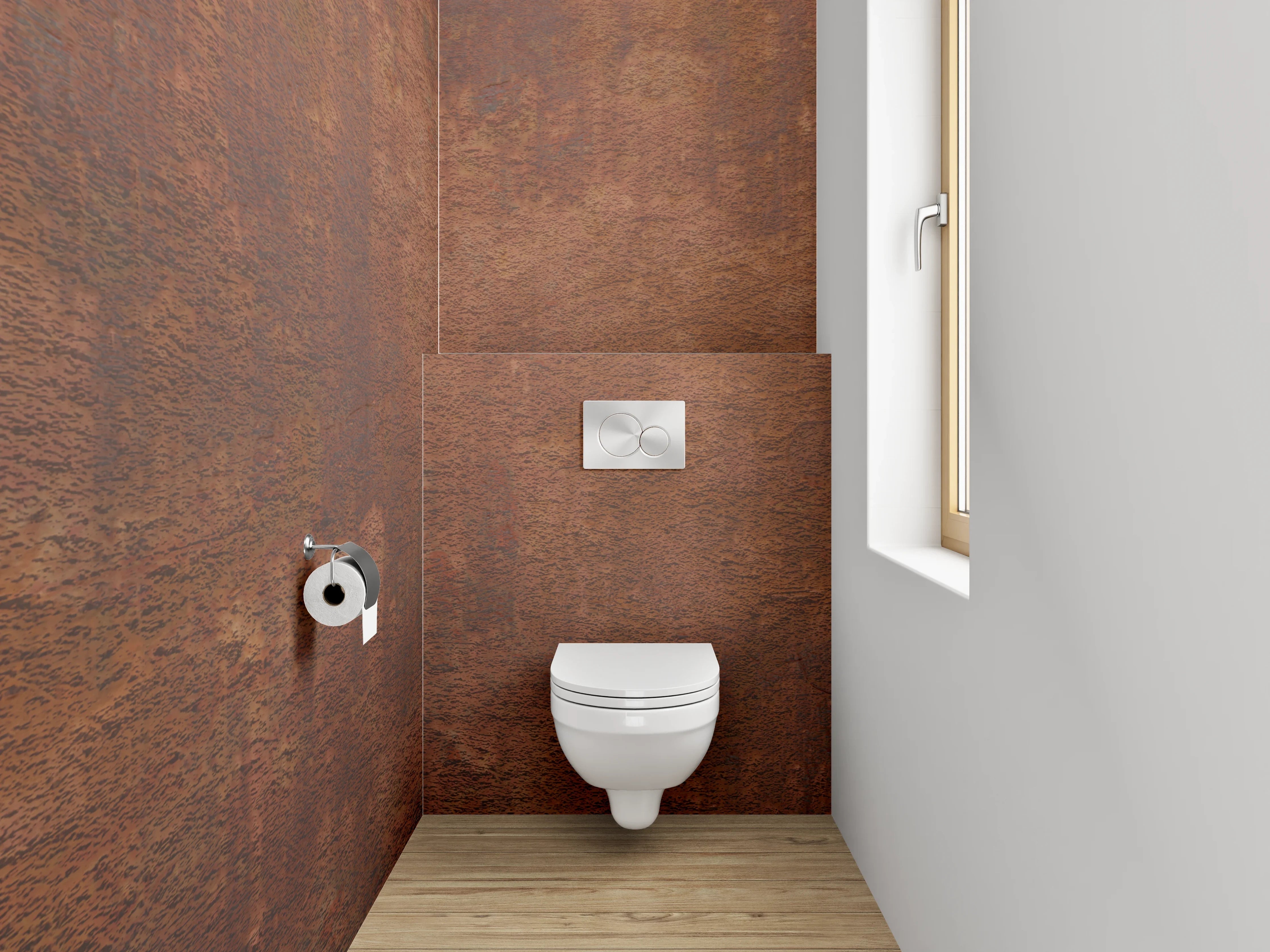 WC-Rückwand - Rostoptik Braun Beton Design