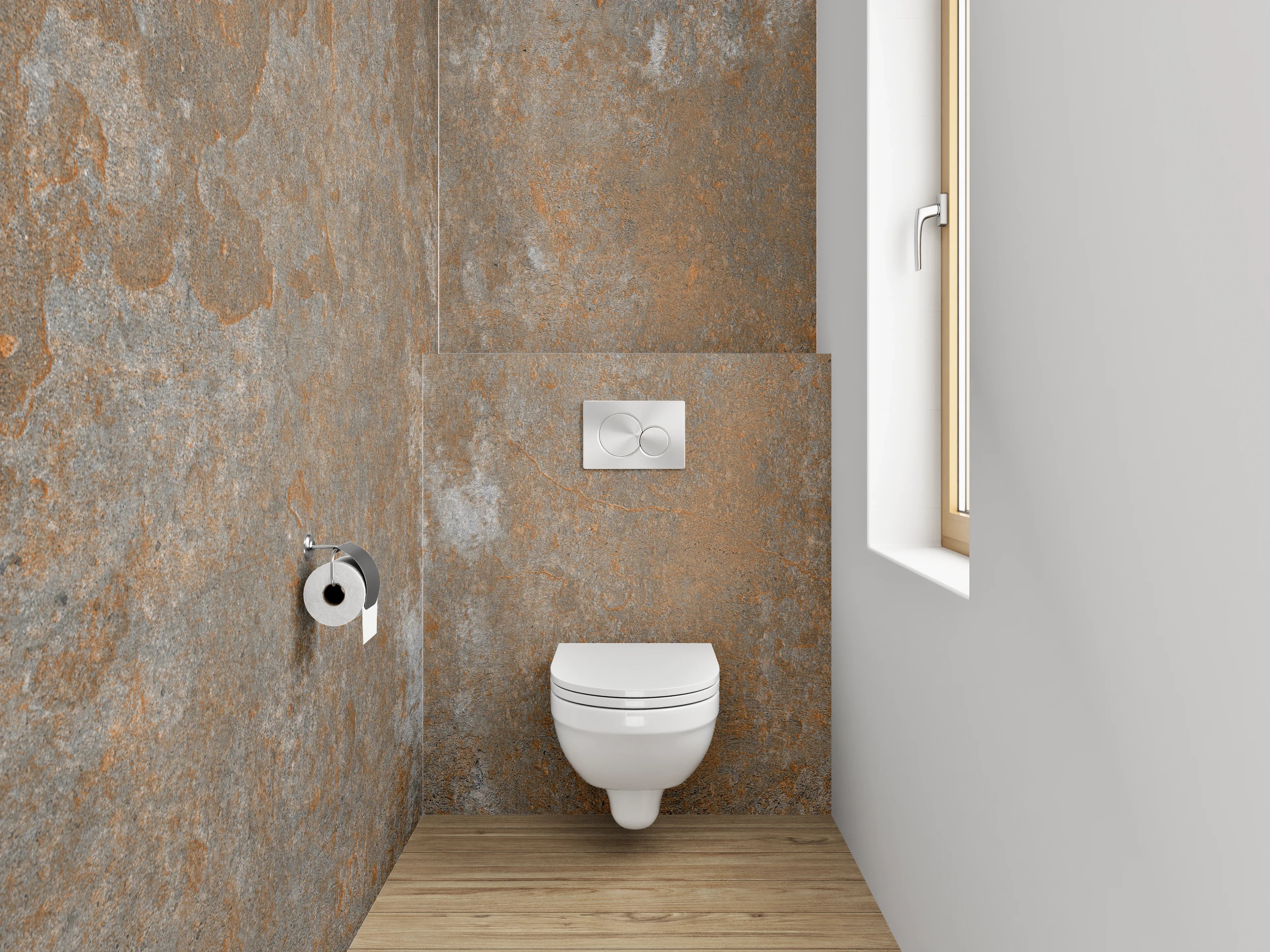 WC-Rückwand - Rostoptik Fliesen Braun Grau Modern