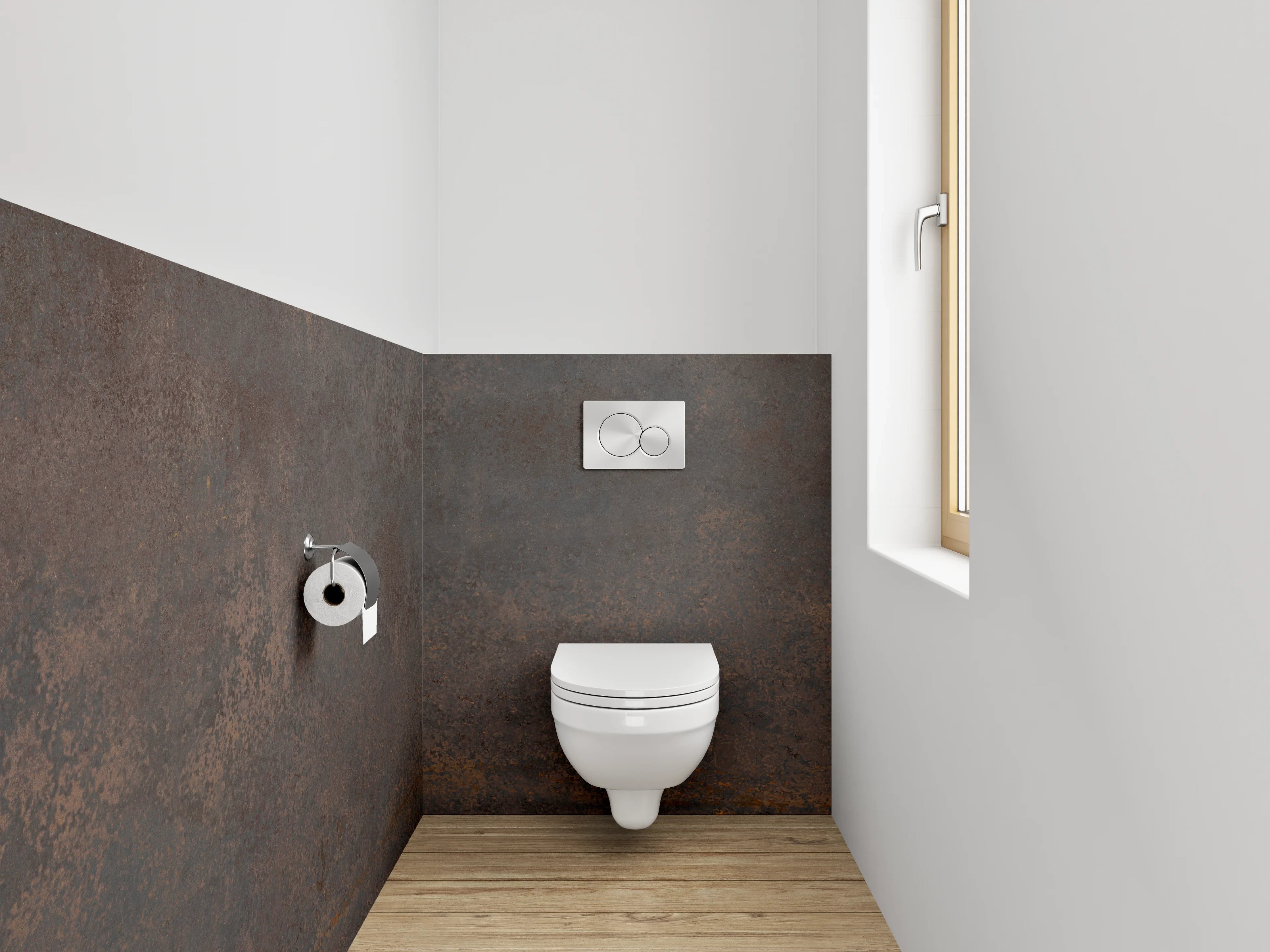 WC-Rückwand - Rostoptik Fliesen Dunkelbraun Metallisch