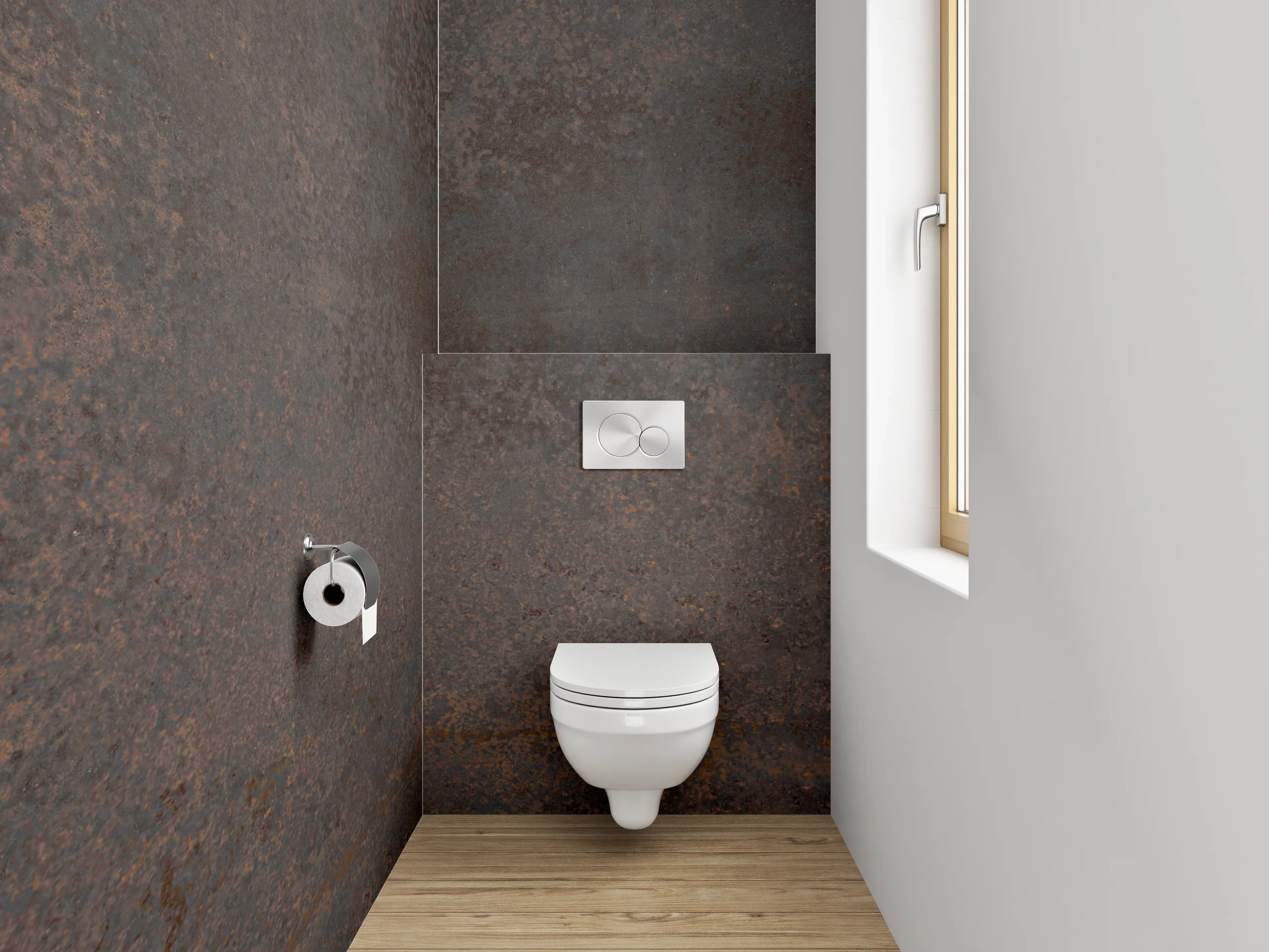 WC-Rückwand - Rostoptik Fliesen Dunkelbraun Metallisch