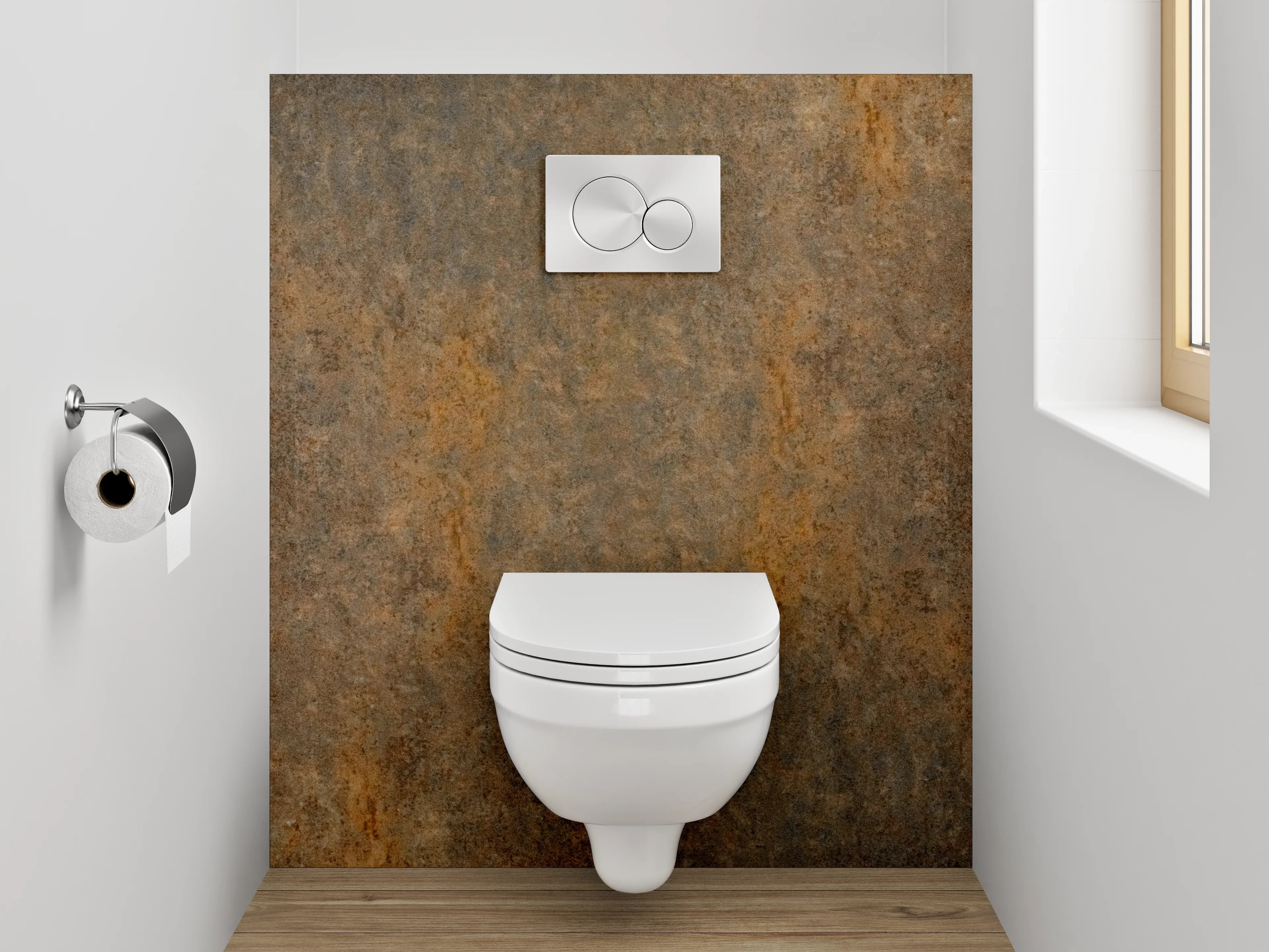 WC-Rückwand - Rostoptik Metall Struktur Braun Grau