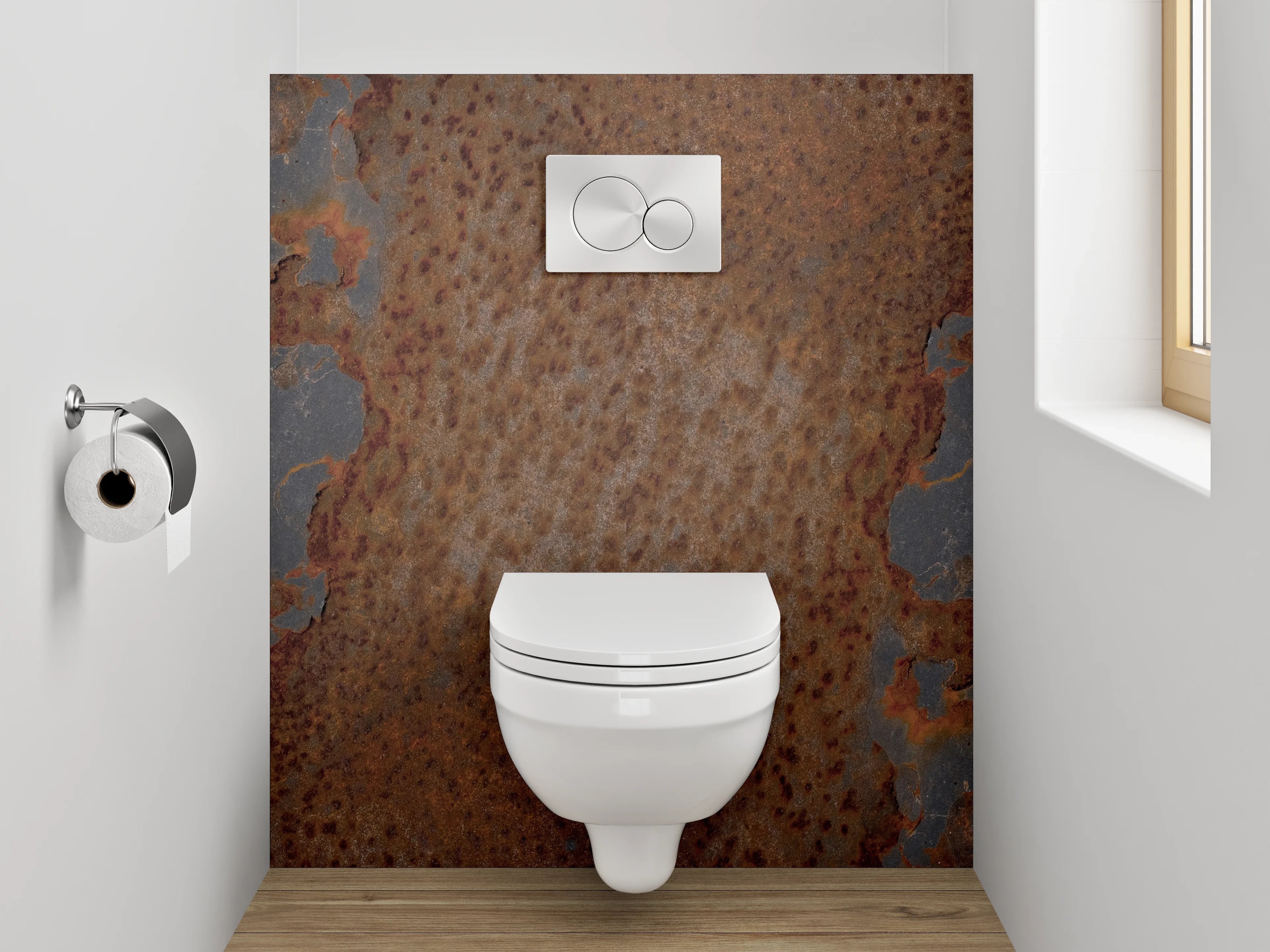 WC-Rückwand - Rostoptik Metall Struktur Wanddekor