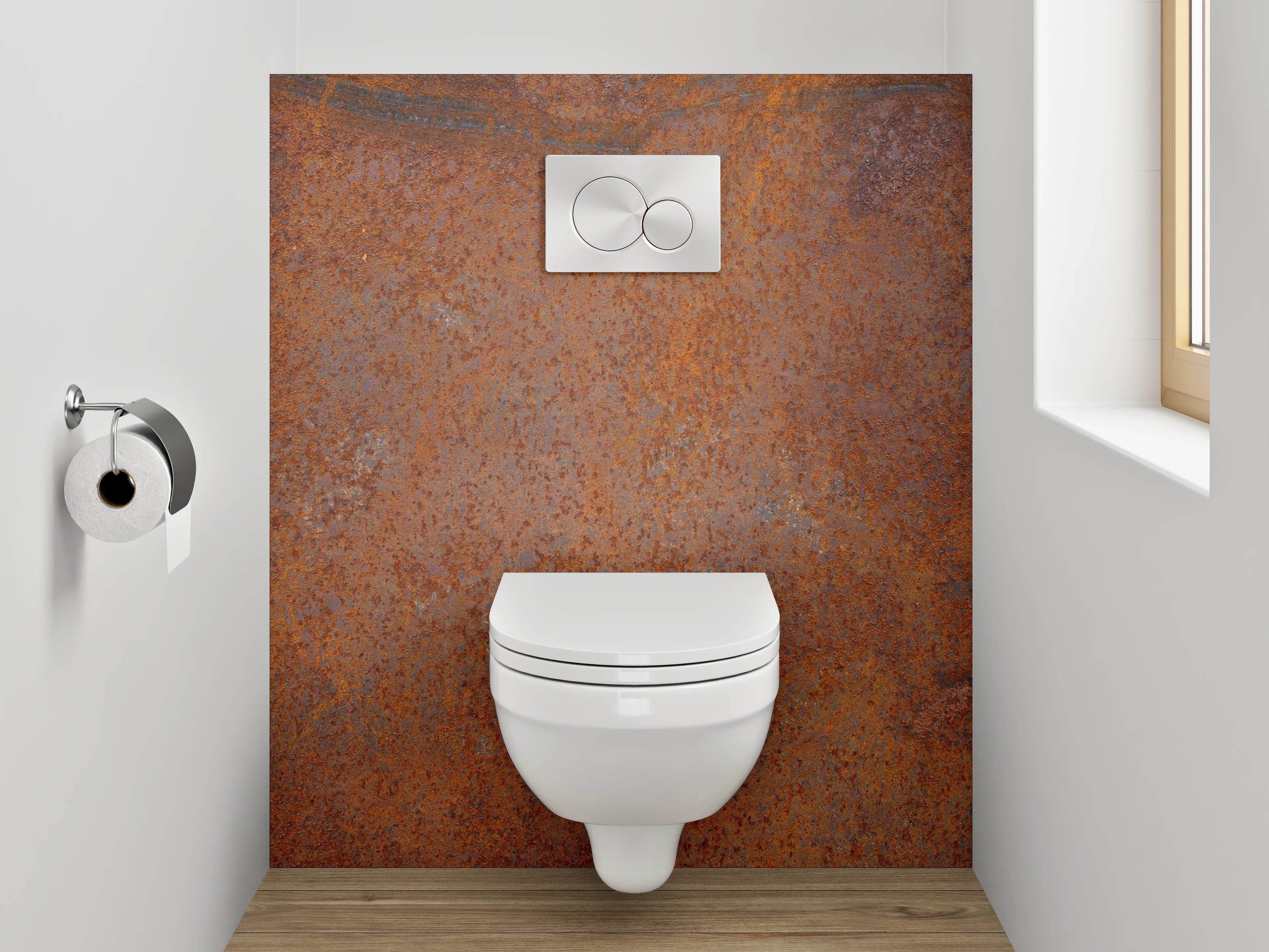 WC-Rückwand - Rostoptik Steinstruktur Braun Orange