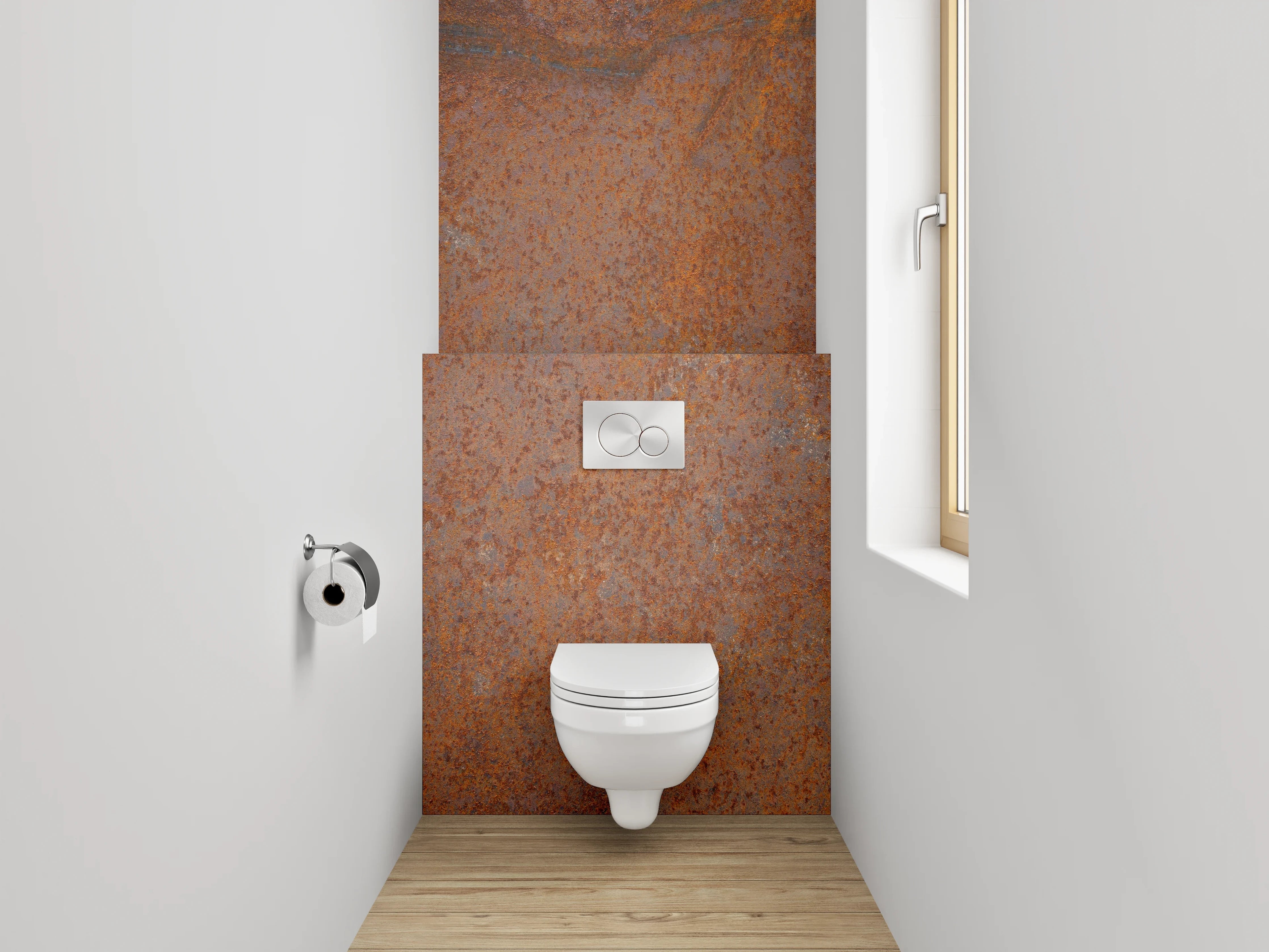 WC-Rückwand - Rostoptik Steinstruktur Braun Orange