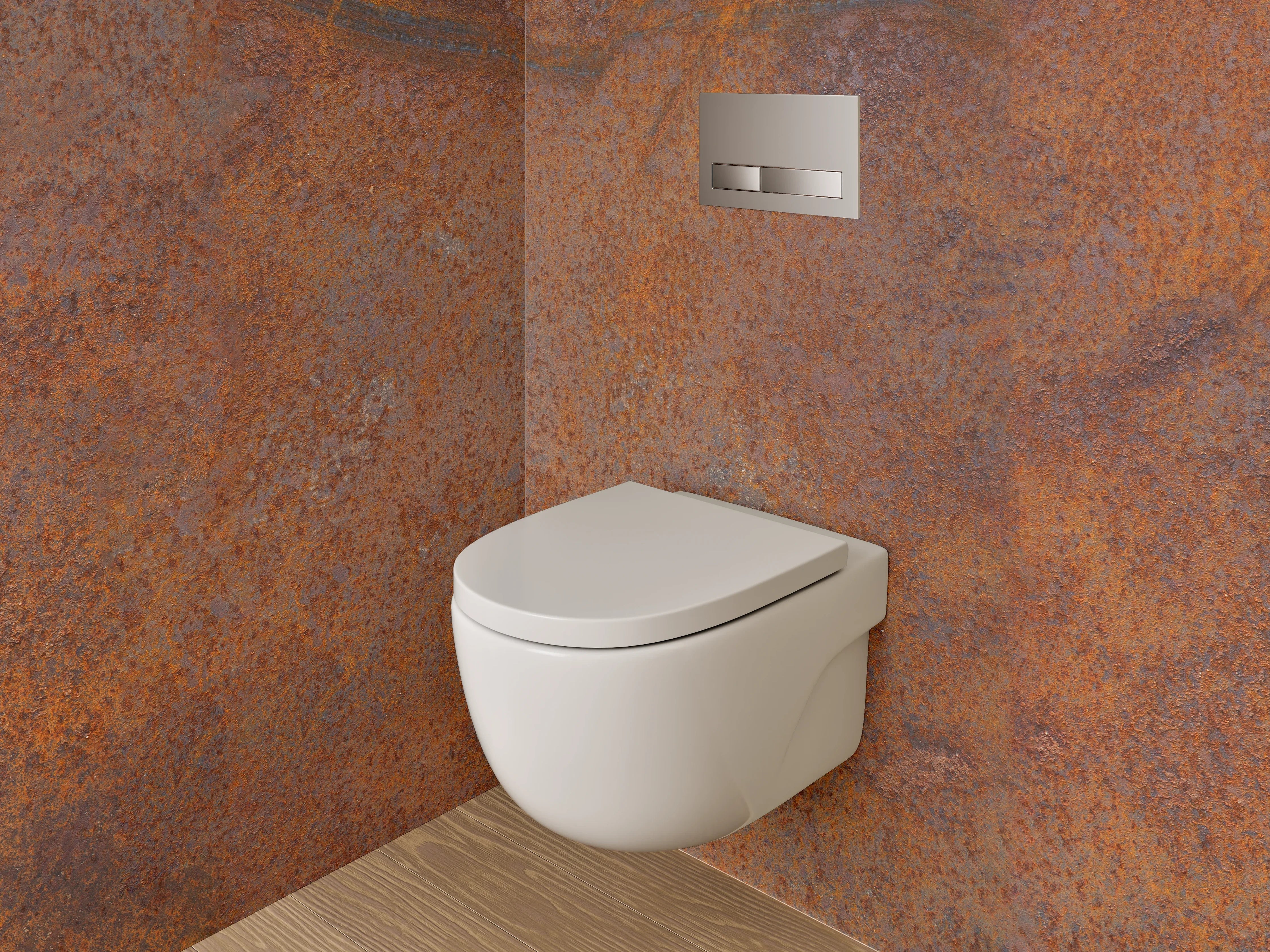 WC-Rückwand - Rostoptik Steinstruktur Braun Orange