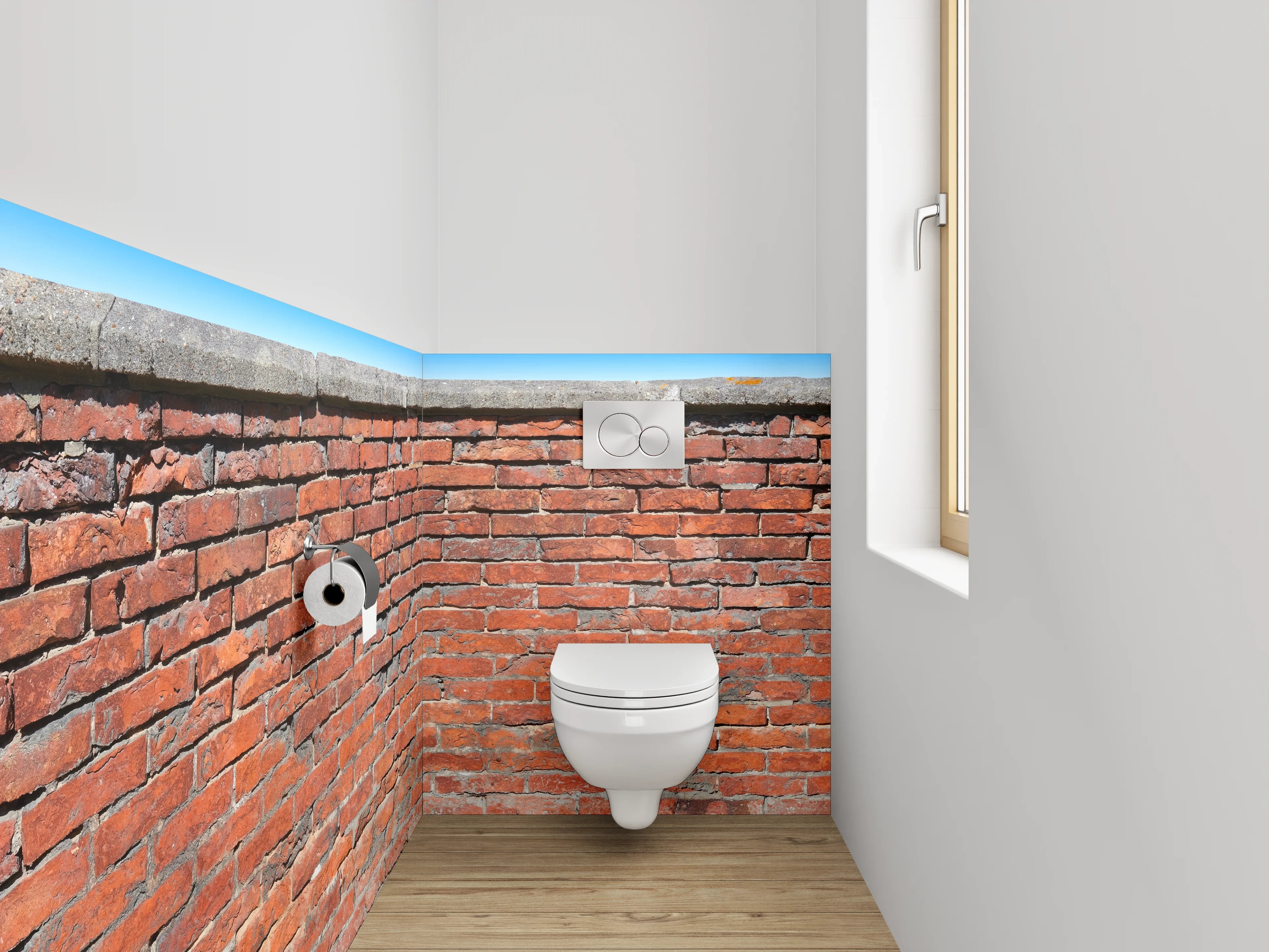 WC-Rückwand - Rote Backsteinmauer Vintage Look