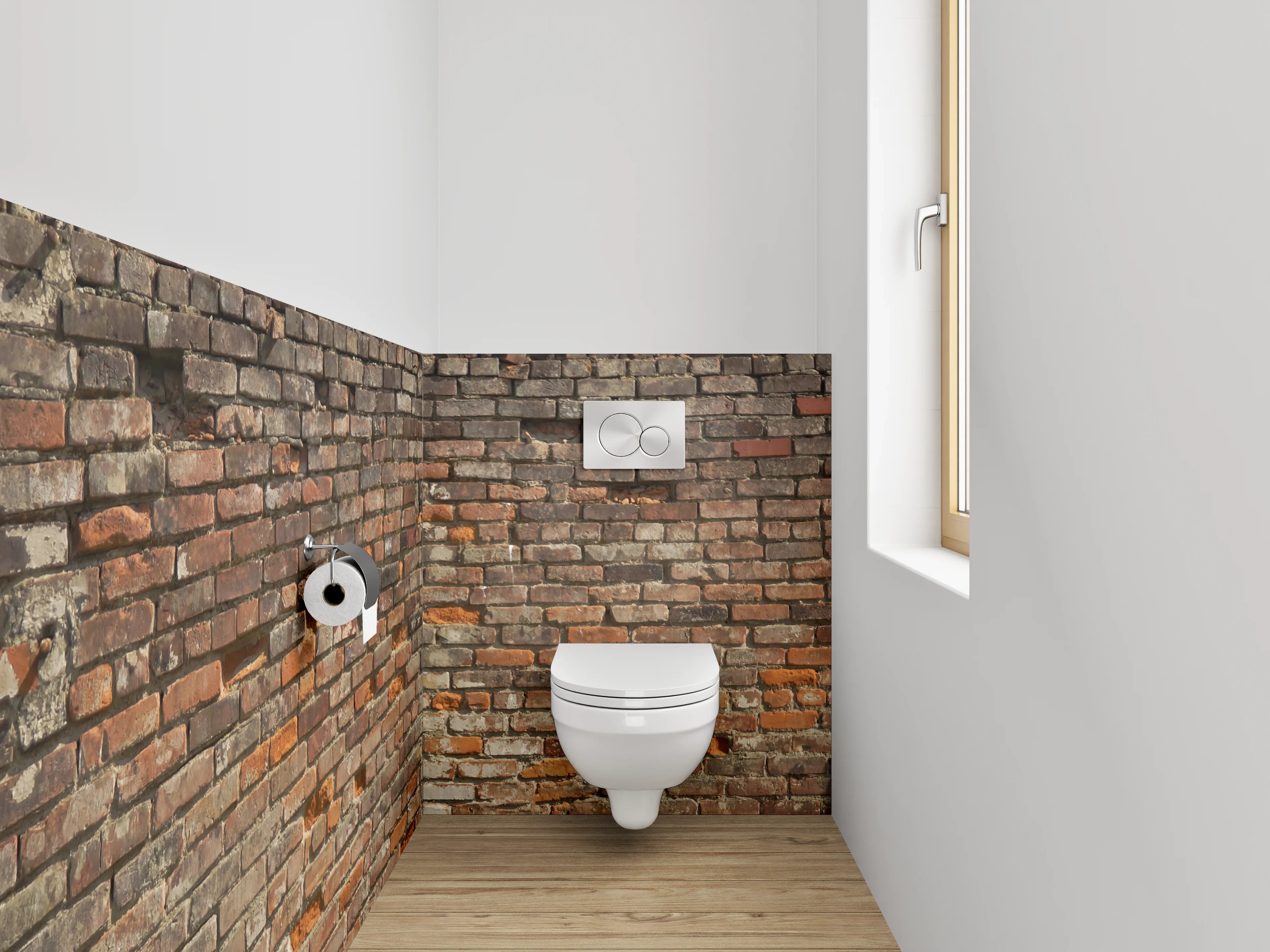 WC-Rückwand - Rote Backsteinmauer Vintage Optik