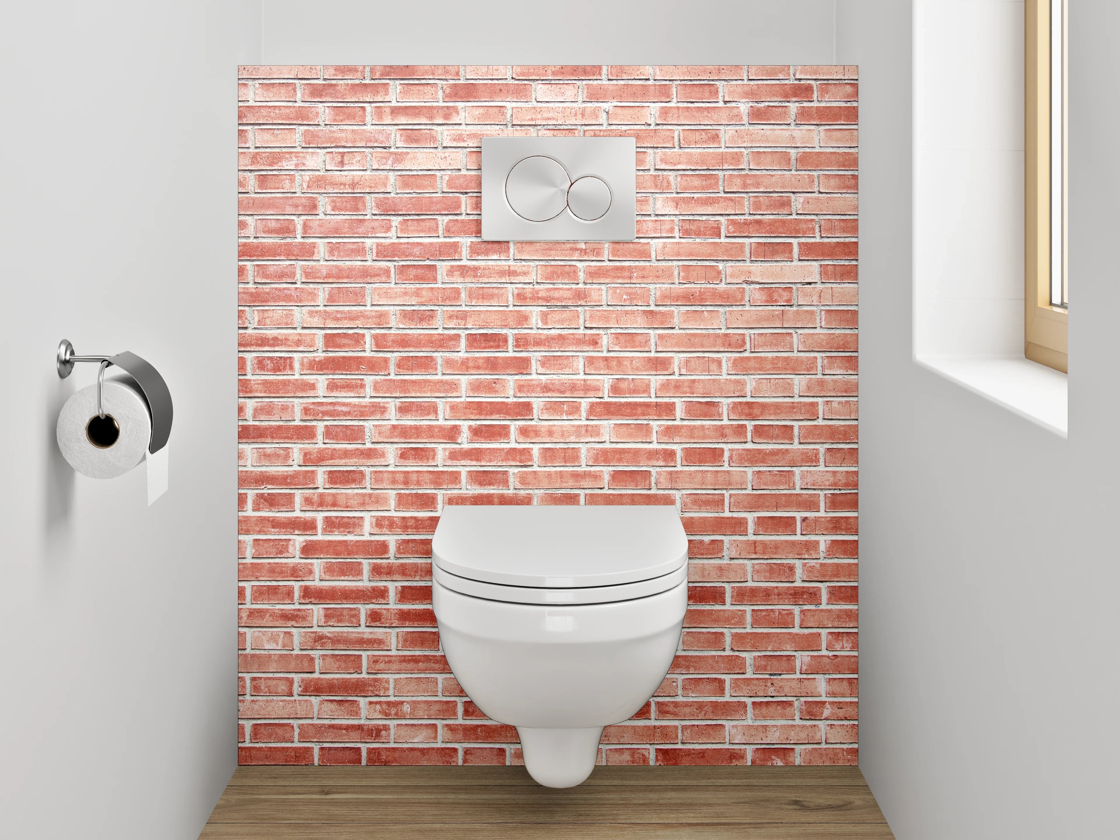 WC-Rückwand - Rote Backsteinmauer – Urbanes Design