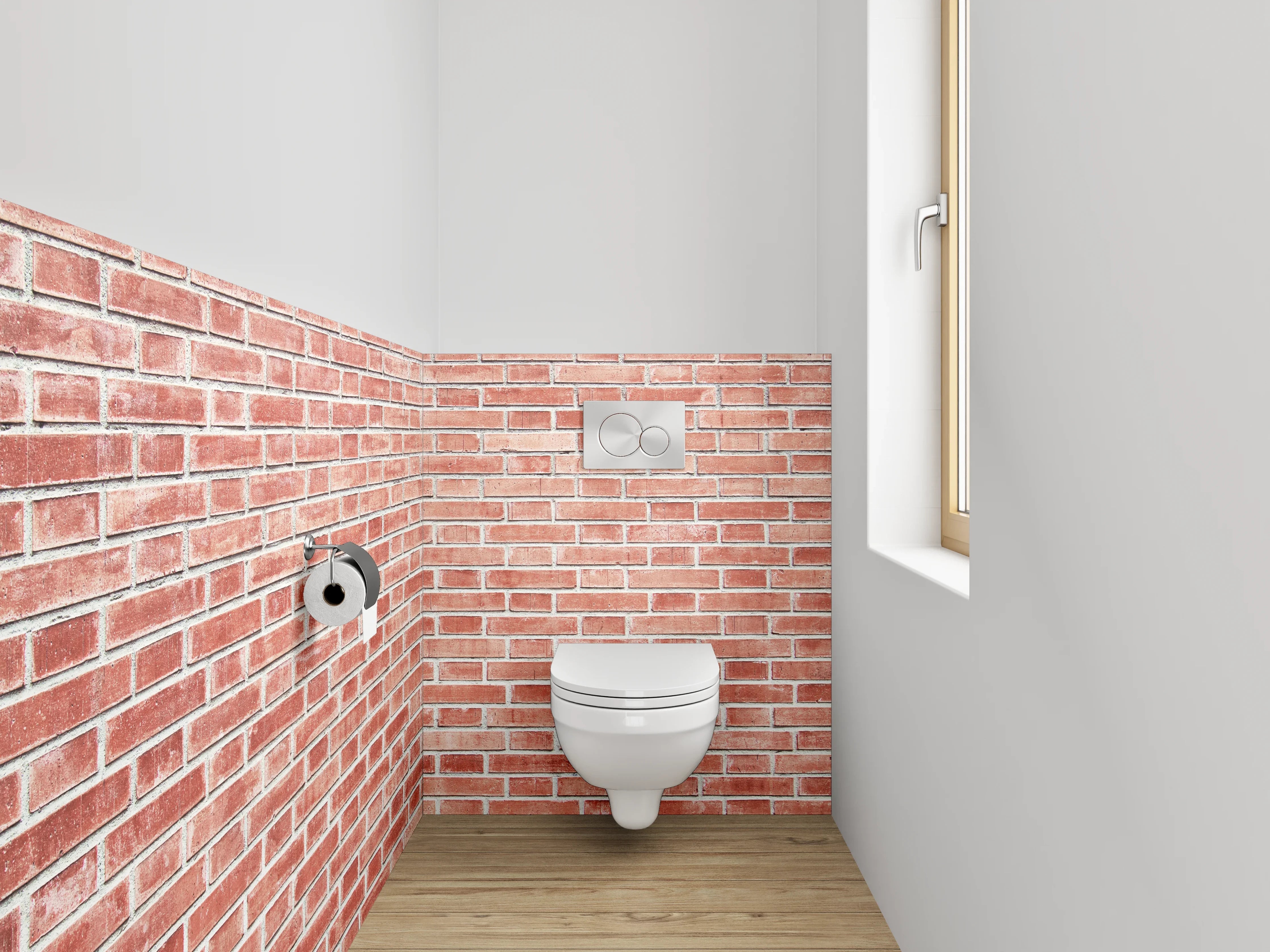 WC-Rückwand - Rote Backsteinmauer – Urbanes Design