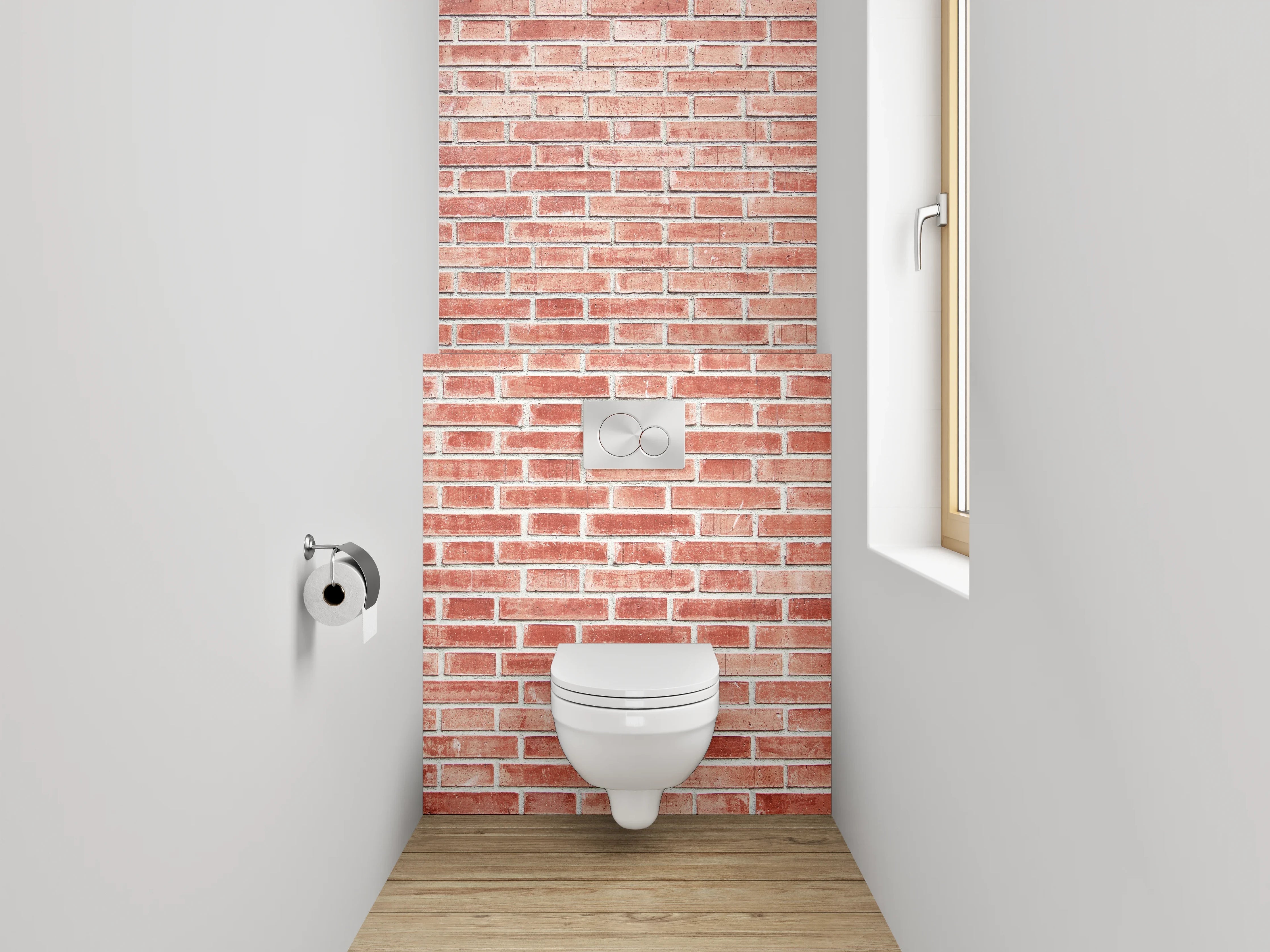 WC-Rückwand - Rote Backsteinmauer – Urbanes Design