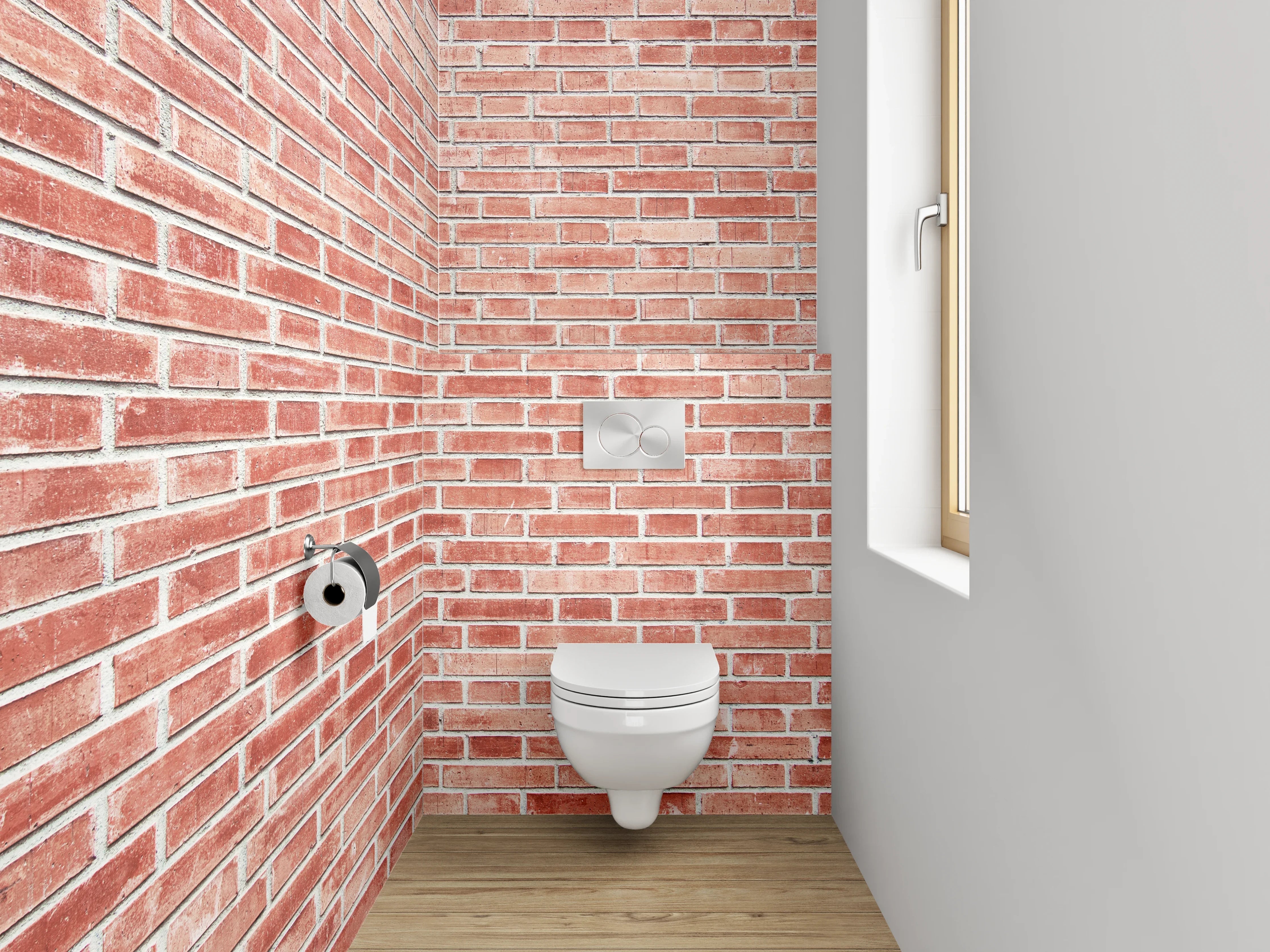WC-Rückwand - Rote Backsteinmauer – Urbanes Design