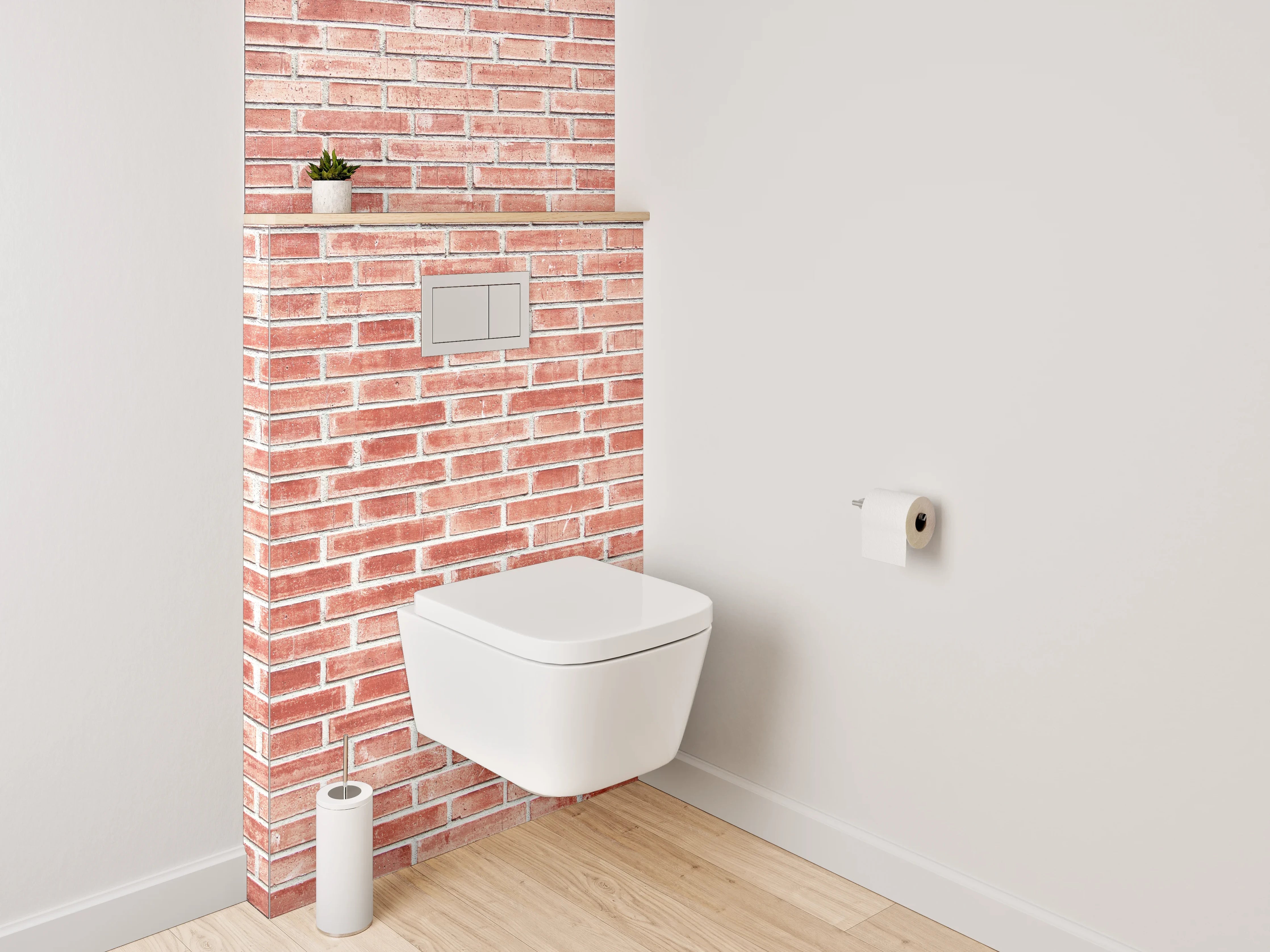 WC-Rückwand - Rote Backsteinmauer – Urbanes Design