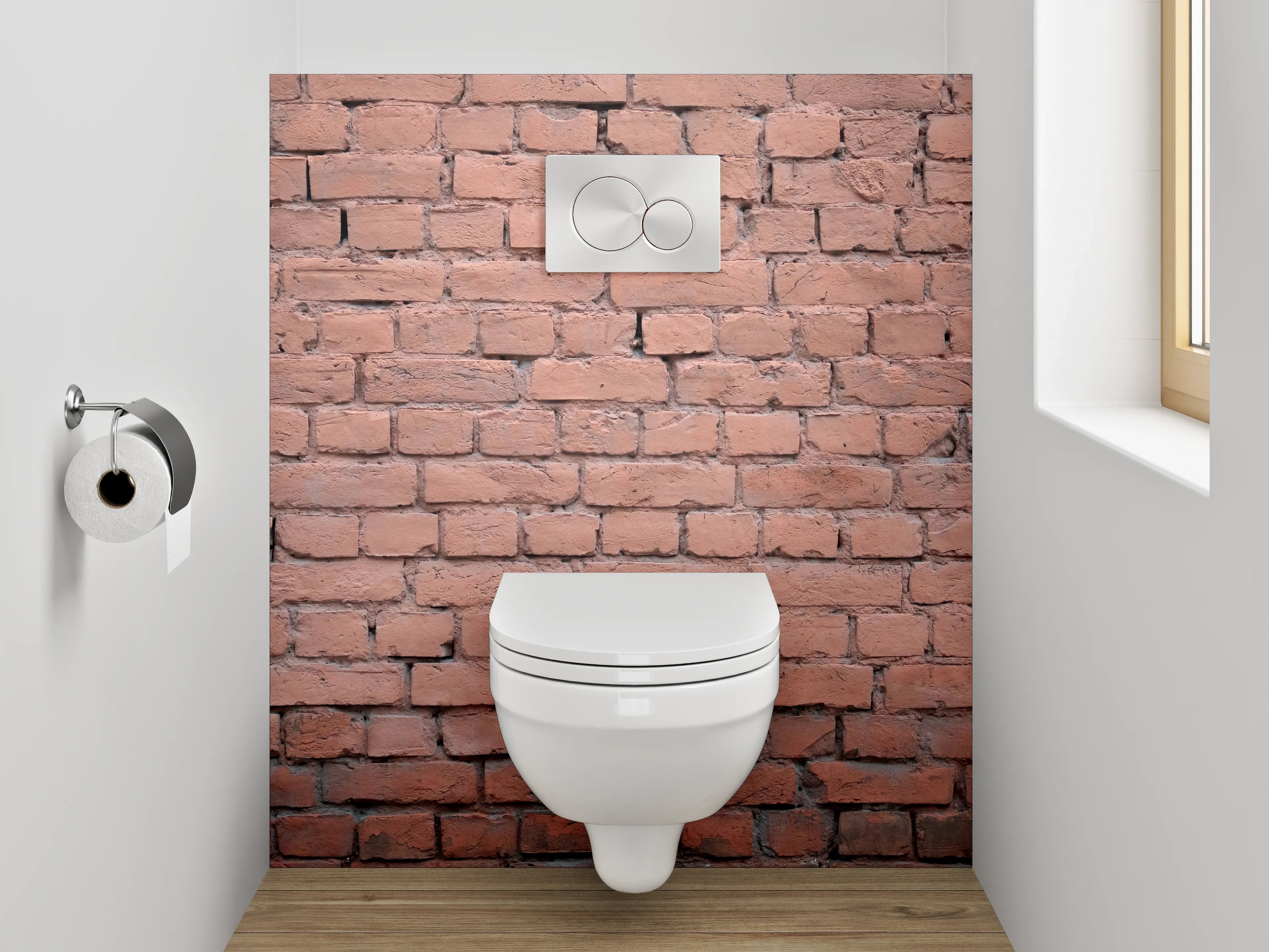 WC-Rückwand - Rote Backsteinmauer für individuelle Raumgestaltung