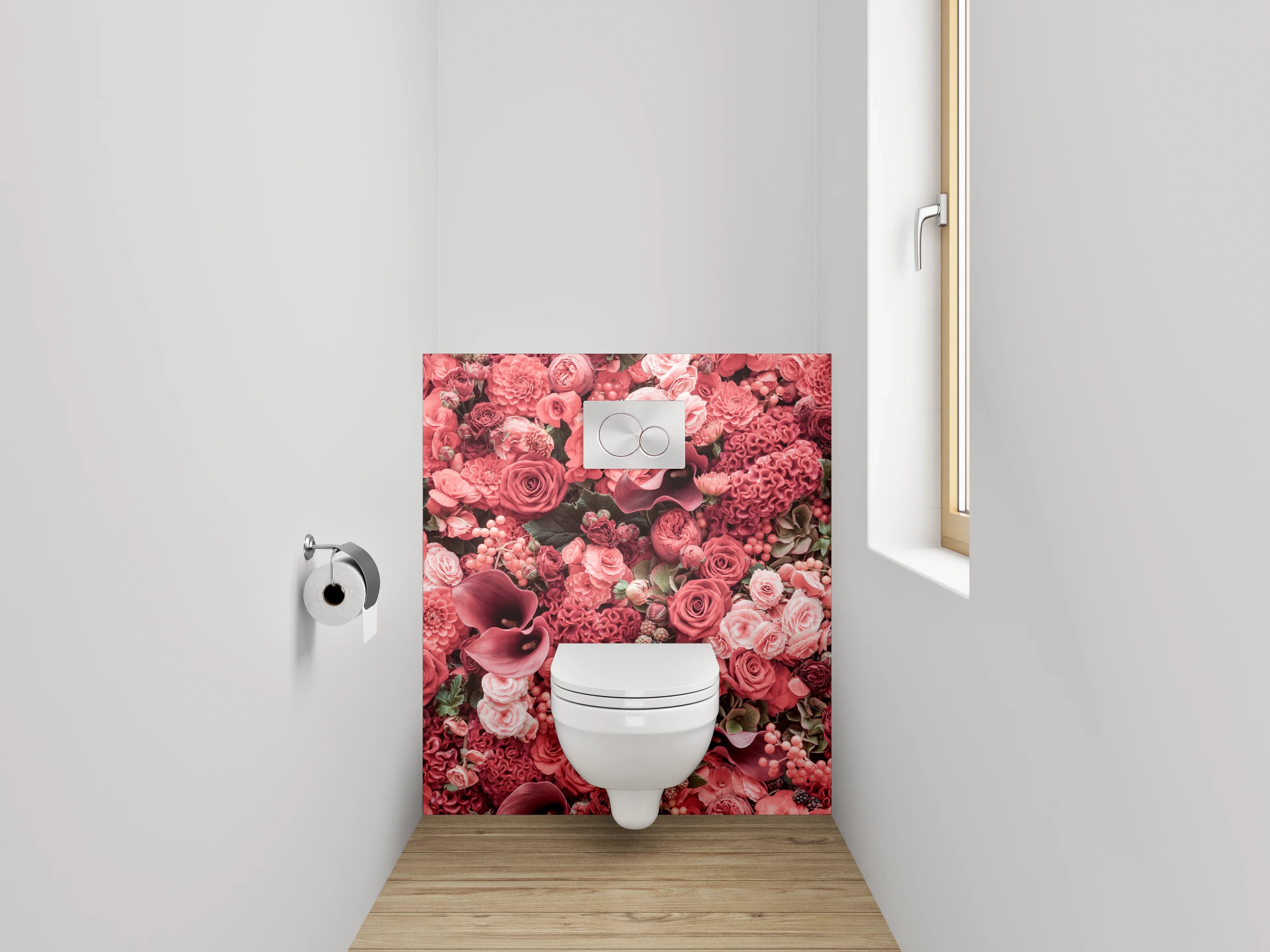 WC-Rückwand - Rote Blütenpracht Blumen Collage