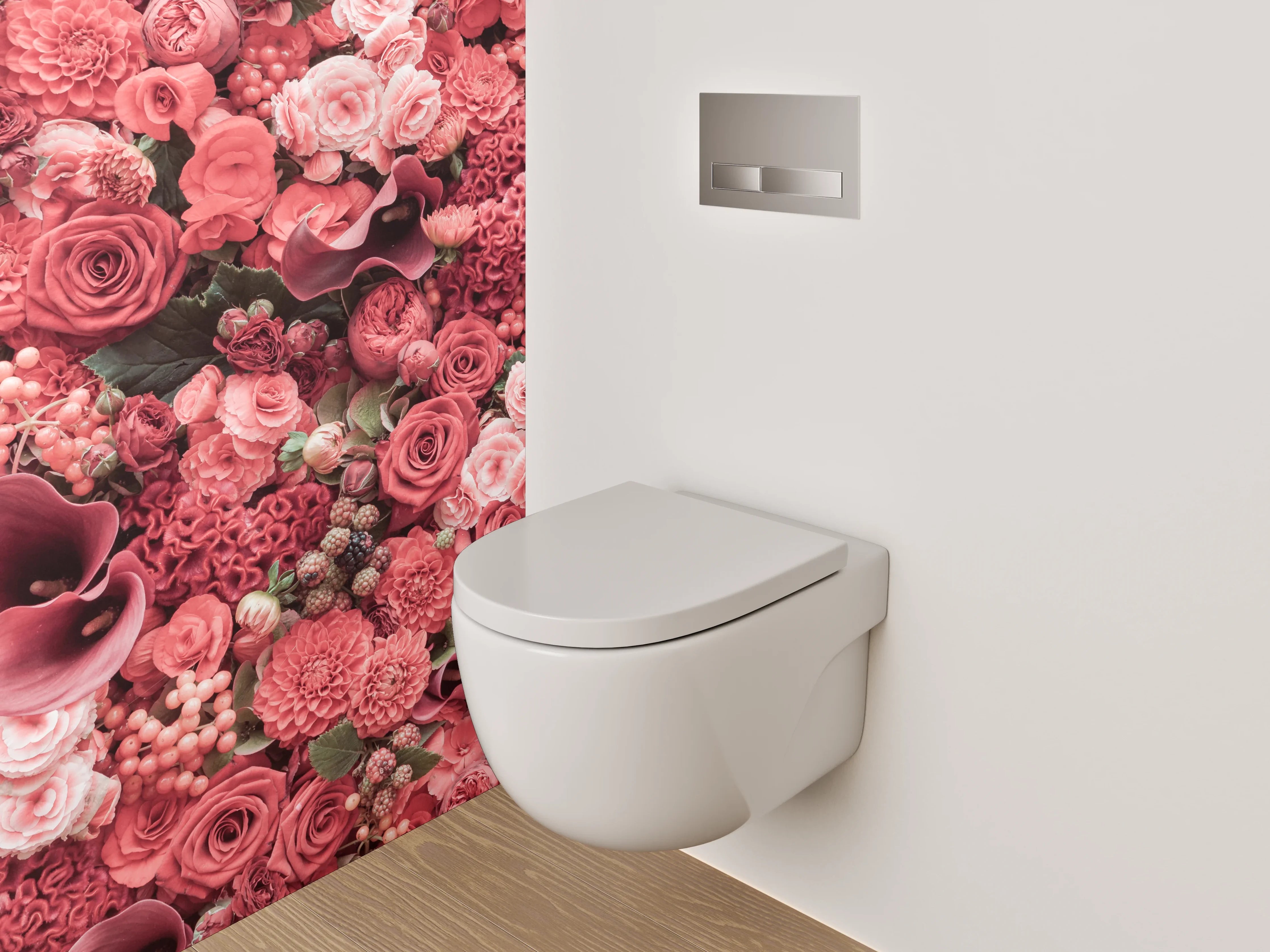 WC-Rückwand - Rote Blütenpracht Blumen Collage