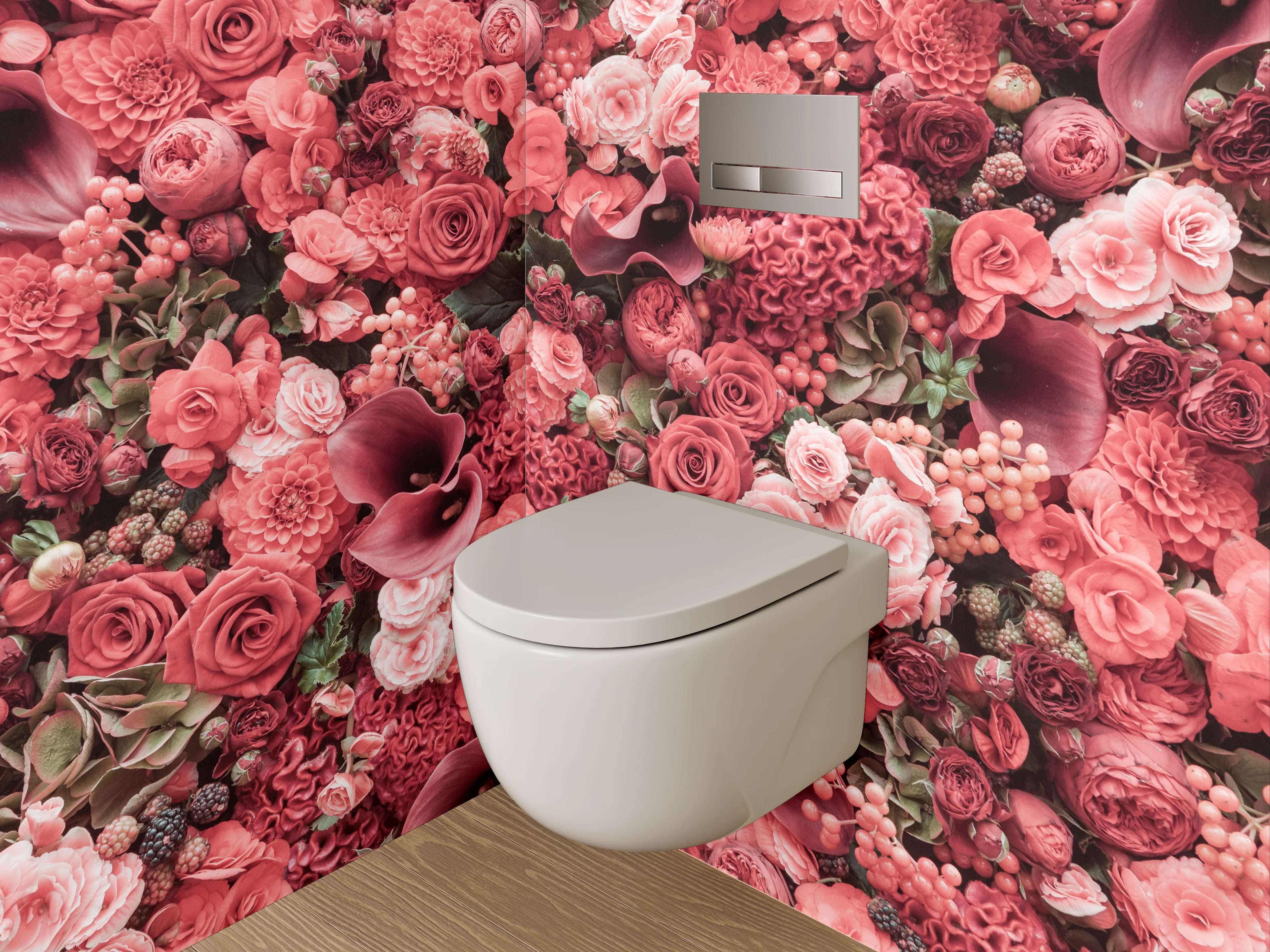 WC-Rückwand - Rote Blütenpracht Blumen Collage