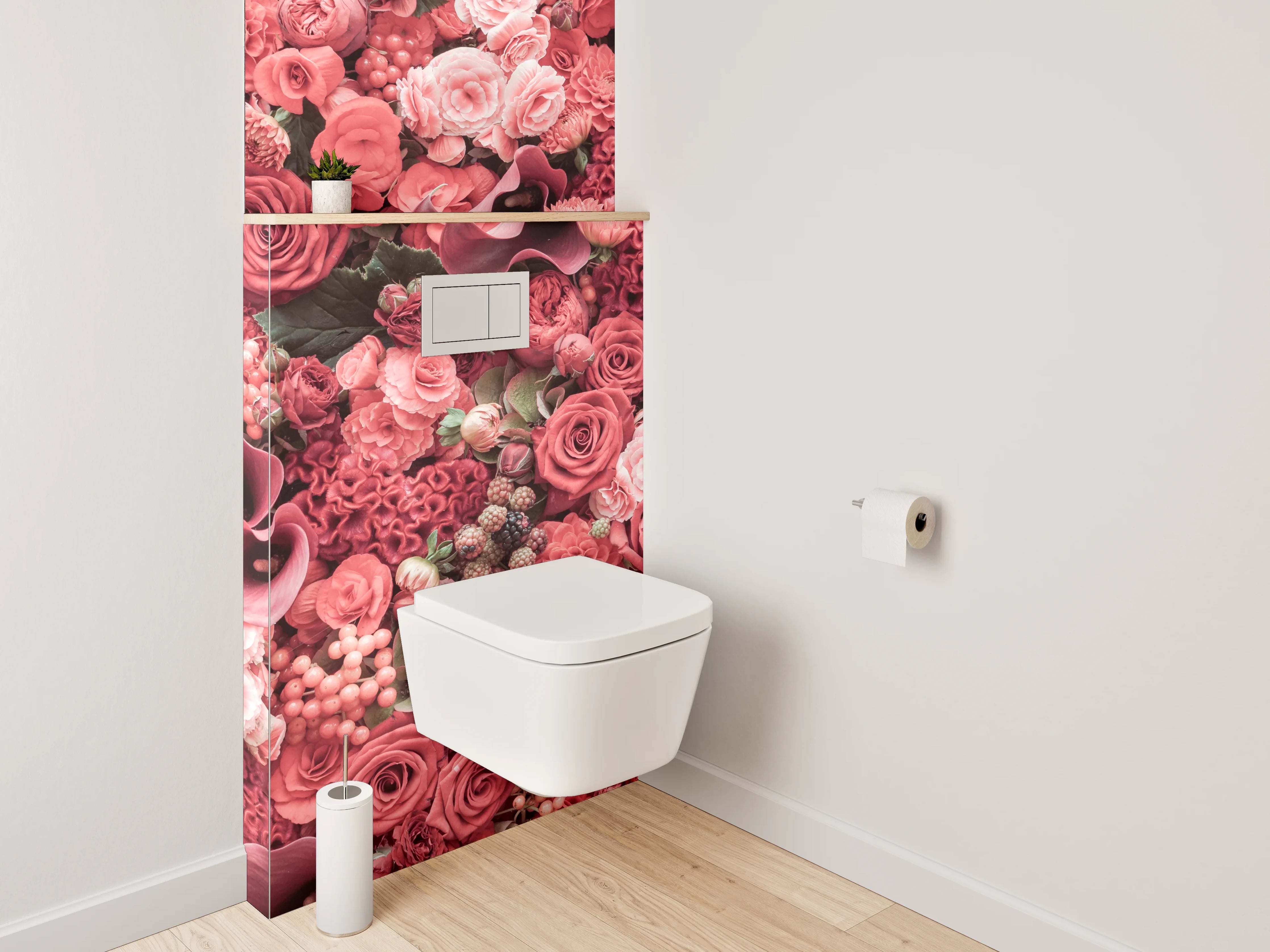 WC-Rückwand - Rote Blütenpracht Blumen Collage