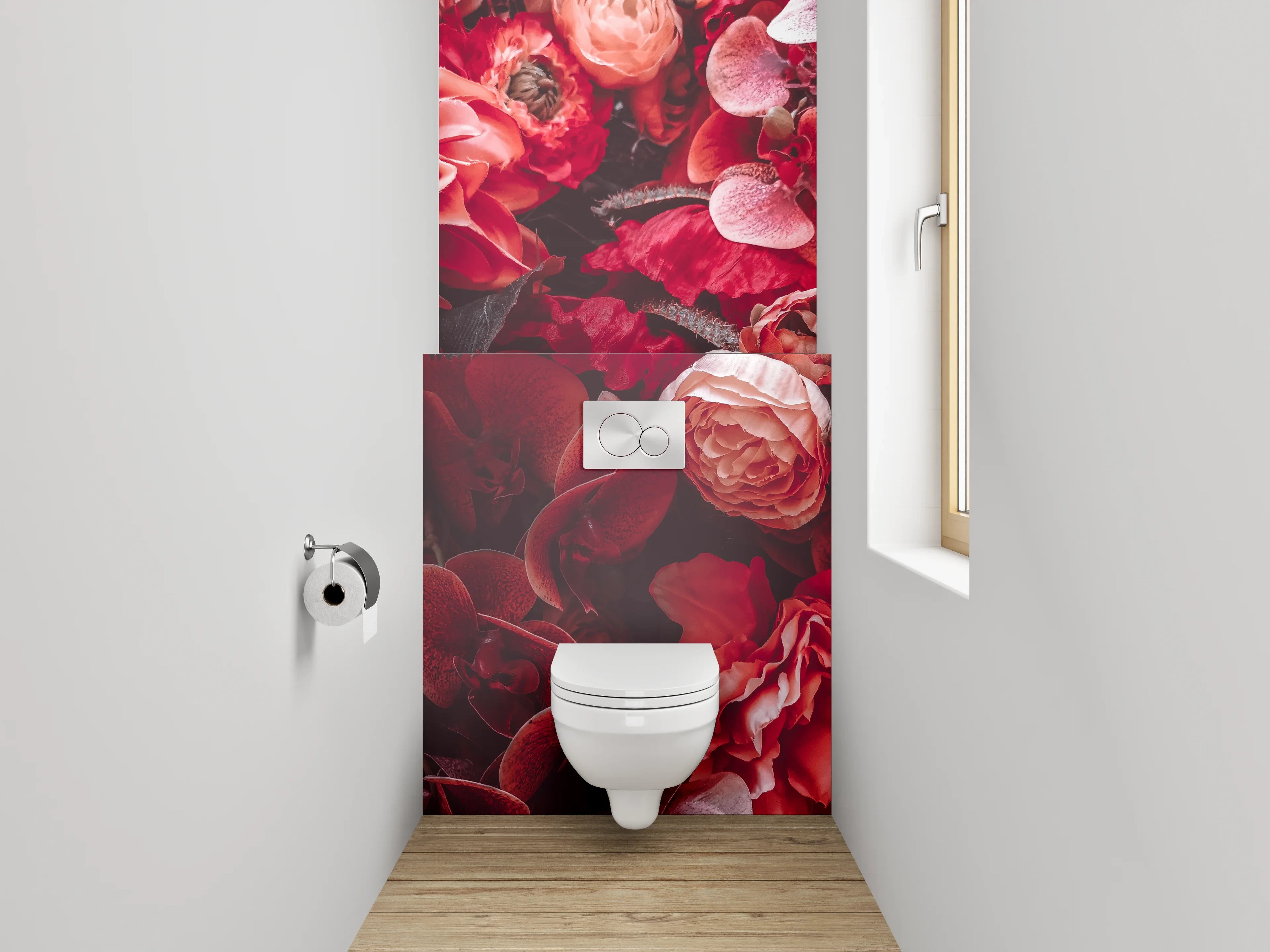 WC-Rückwand - Rote Blumenpracht Naturfoto Dekor