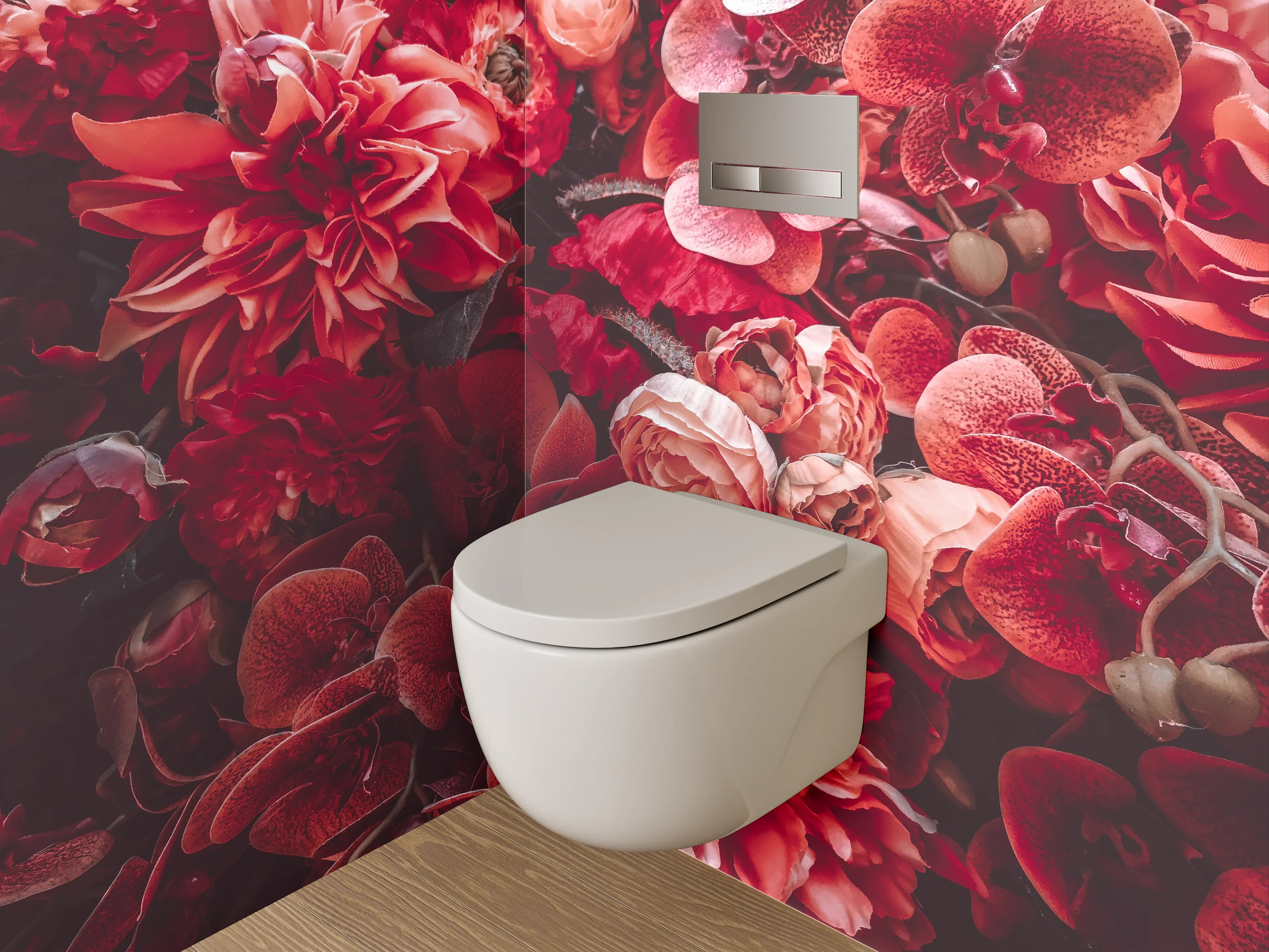 WC-Rückwand - Rote Blumenpracht Naturfoto Dekor