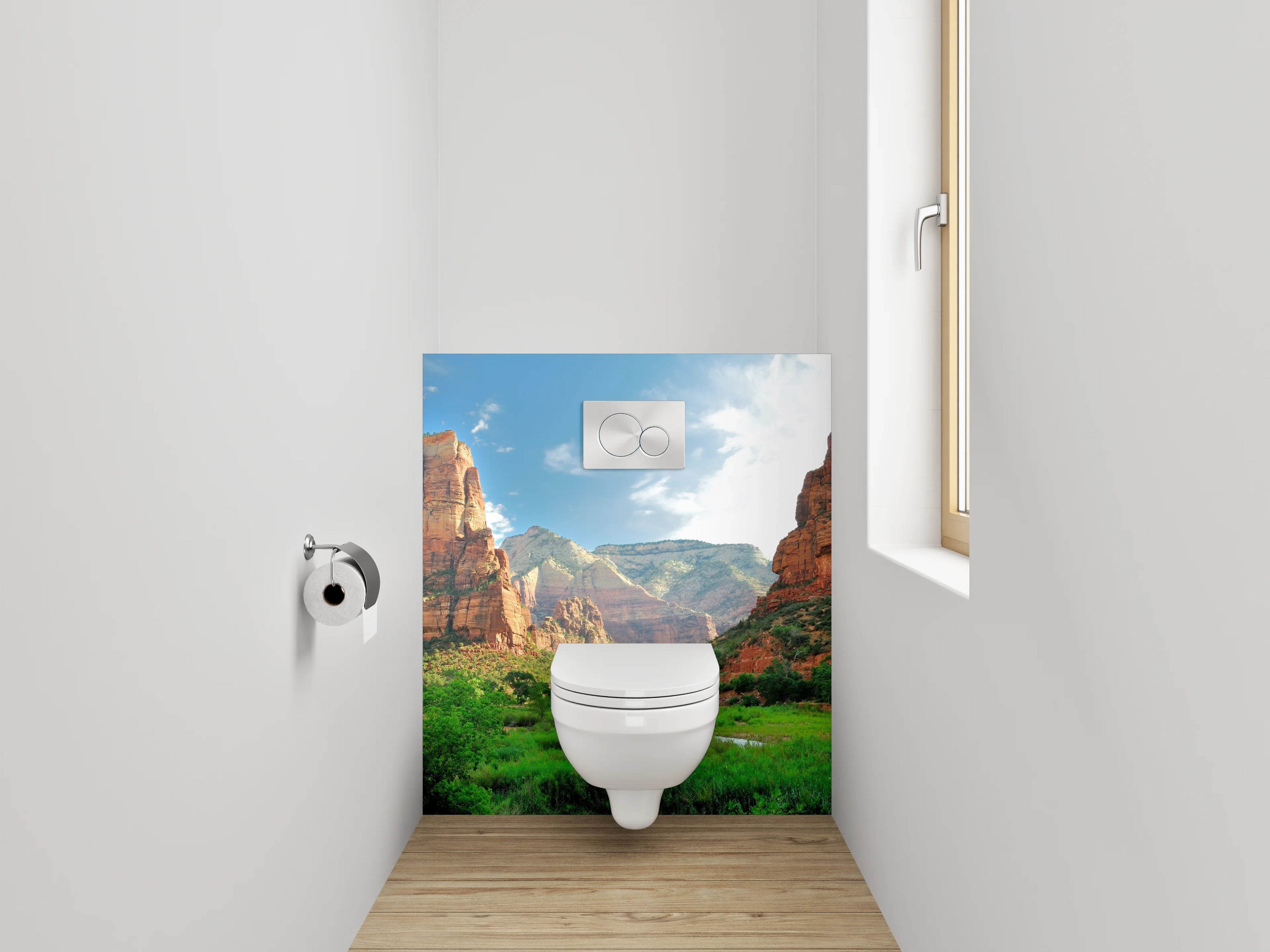 WC-Rückwand - Rote Canyons mit grünem Tal