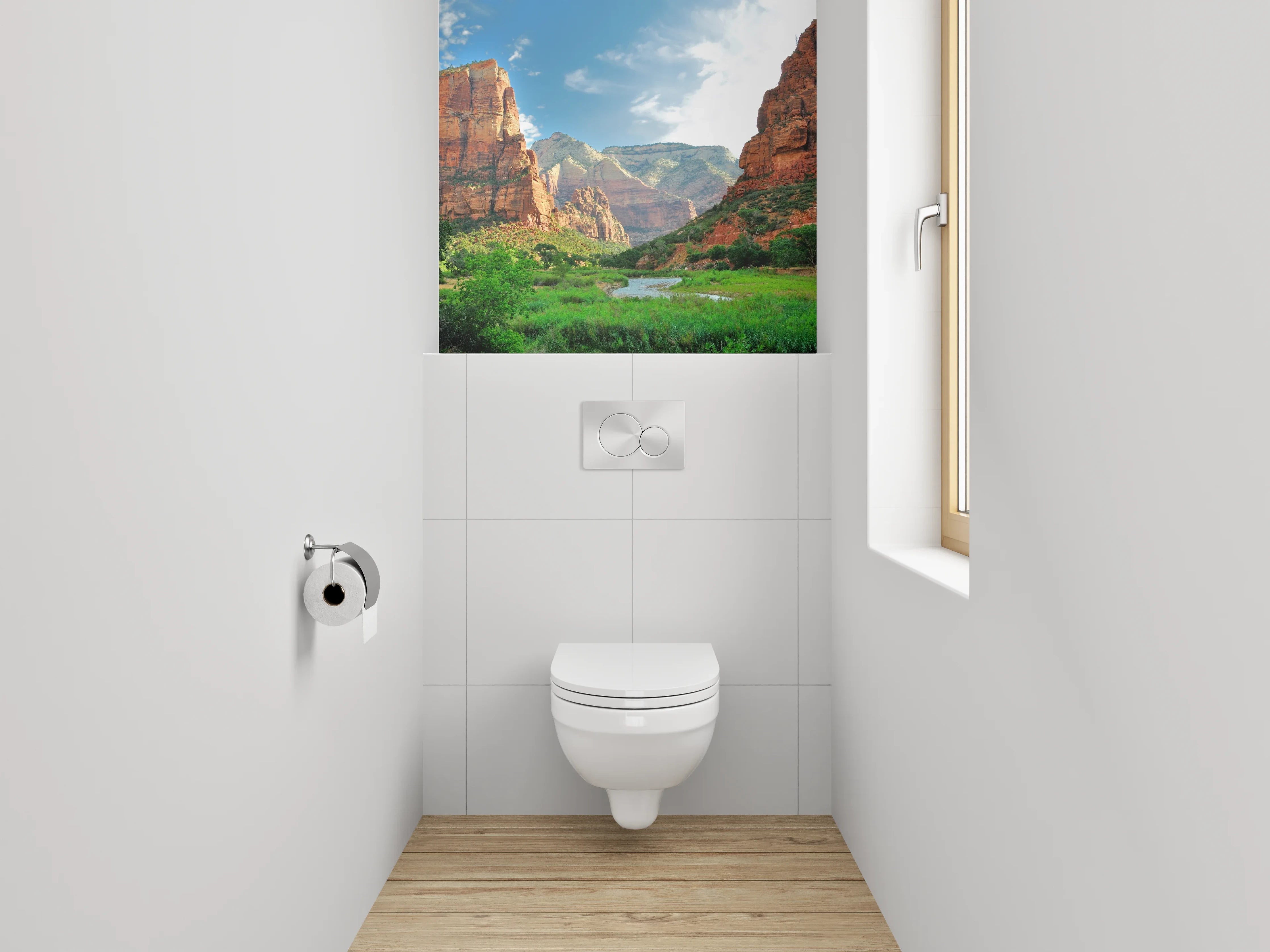 WC-Rückwand - Rote Canyons mit grünem Tal