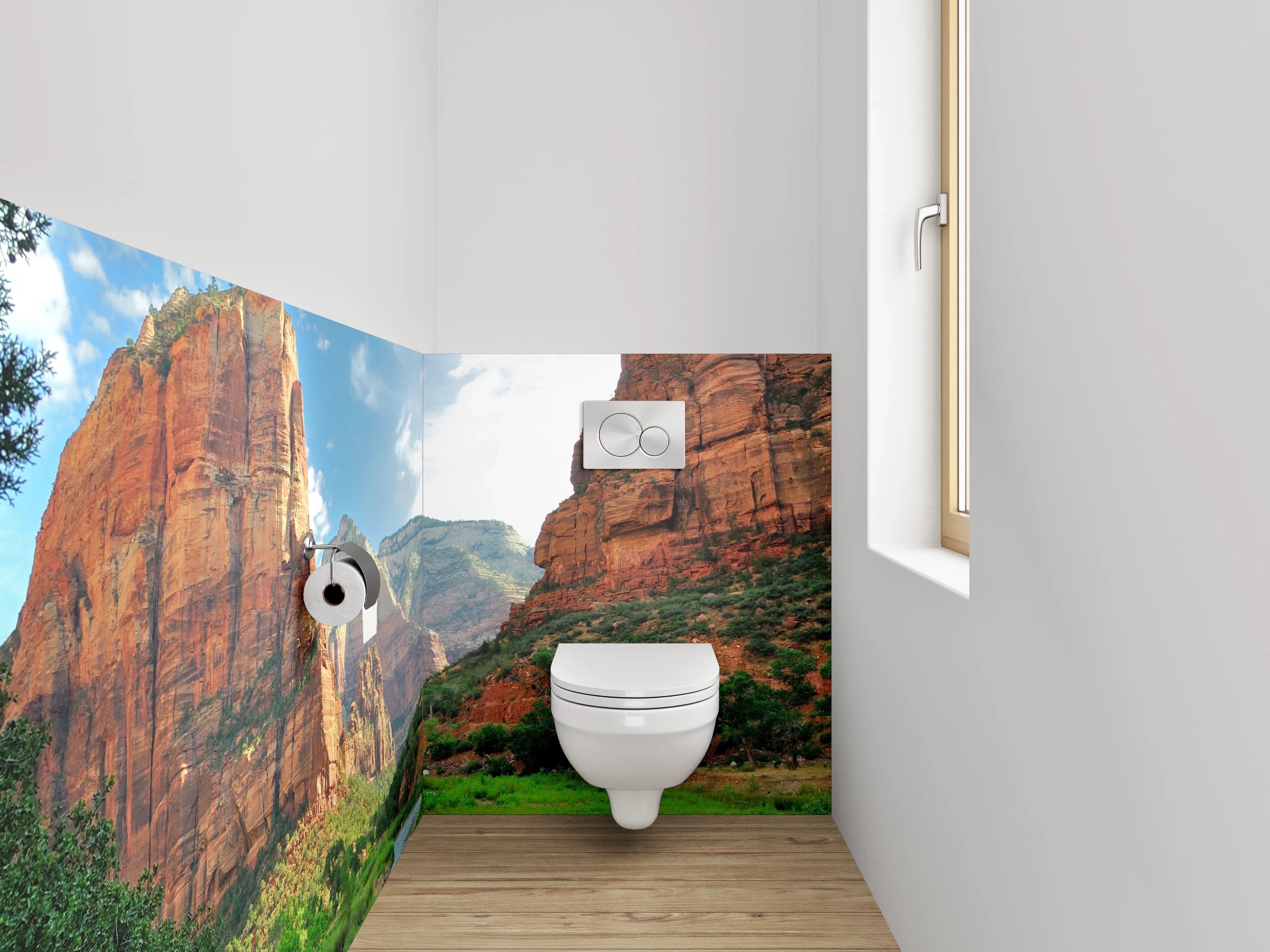 WC-Rückwand - Rote Canyons mit grünem Tal