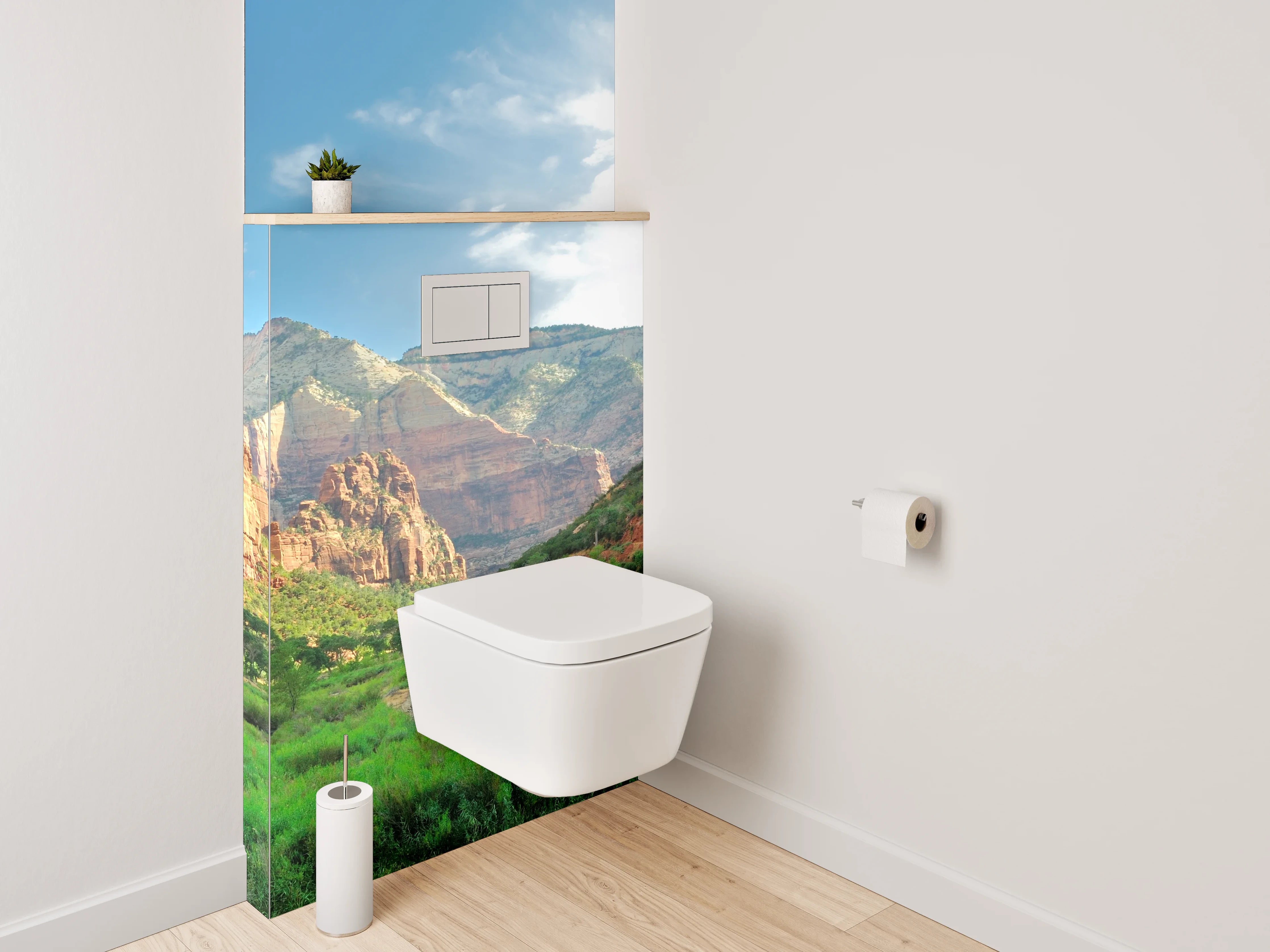 WC-Rückwand - Rote Canyons mit grünem Tal
