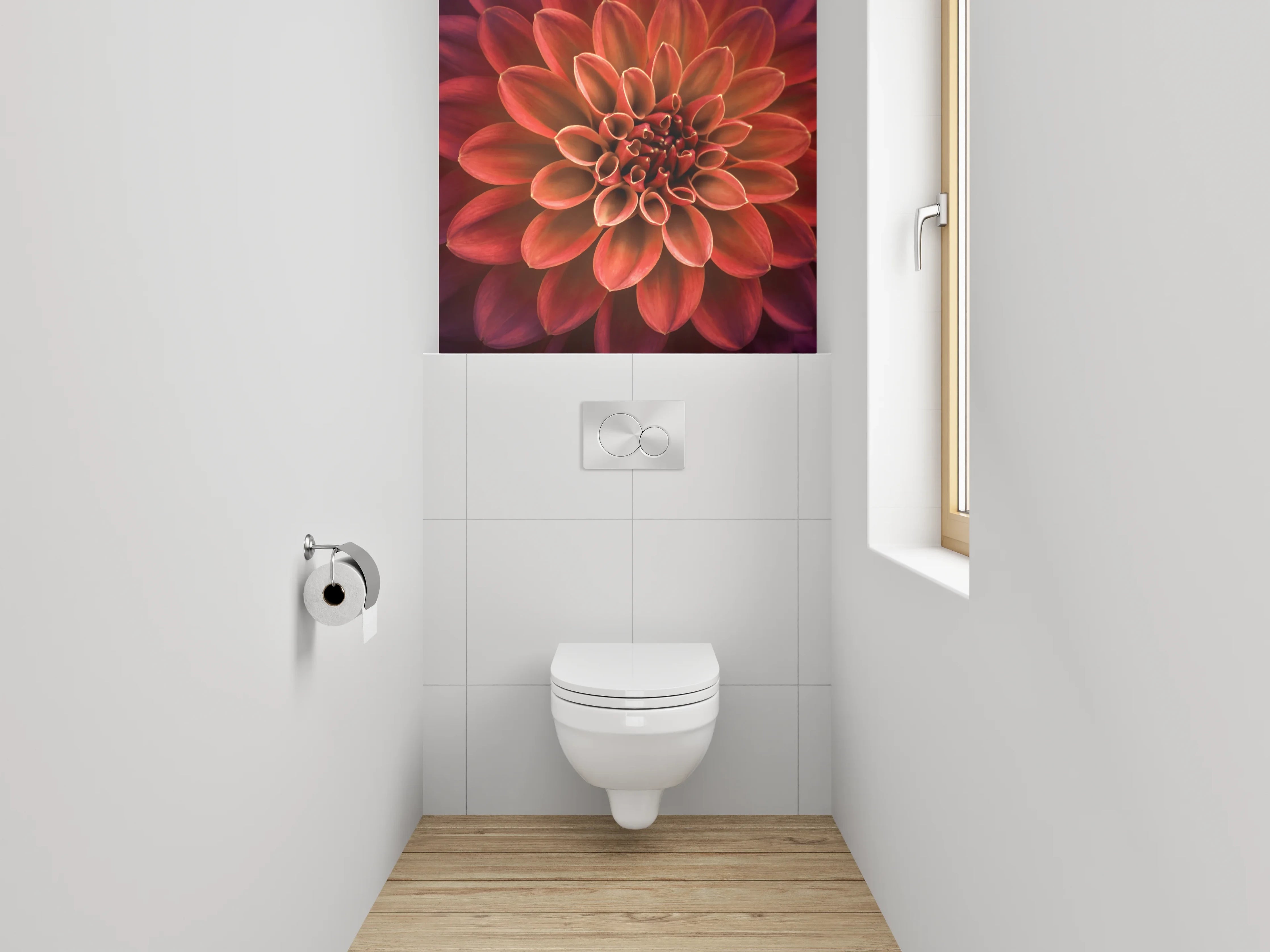 WC-Rückwand - Rote Dahlie Blume Makrofotografie
