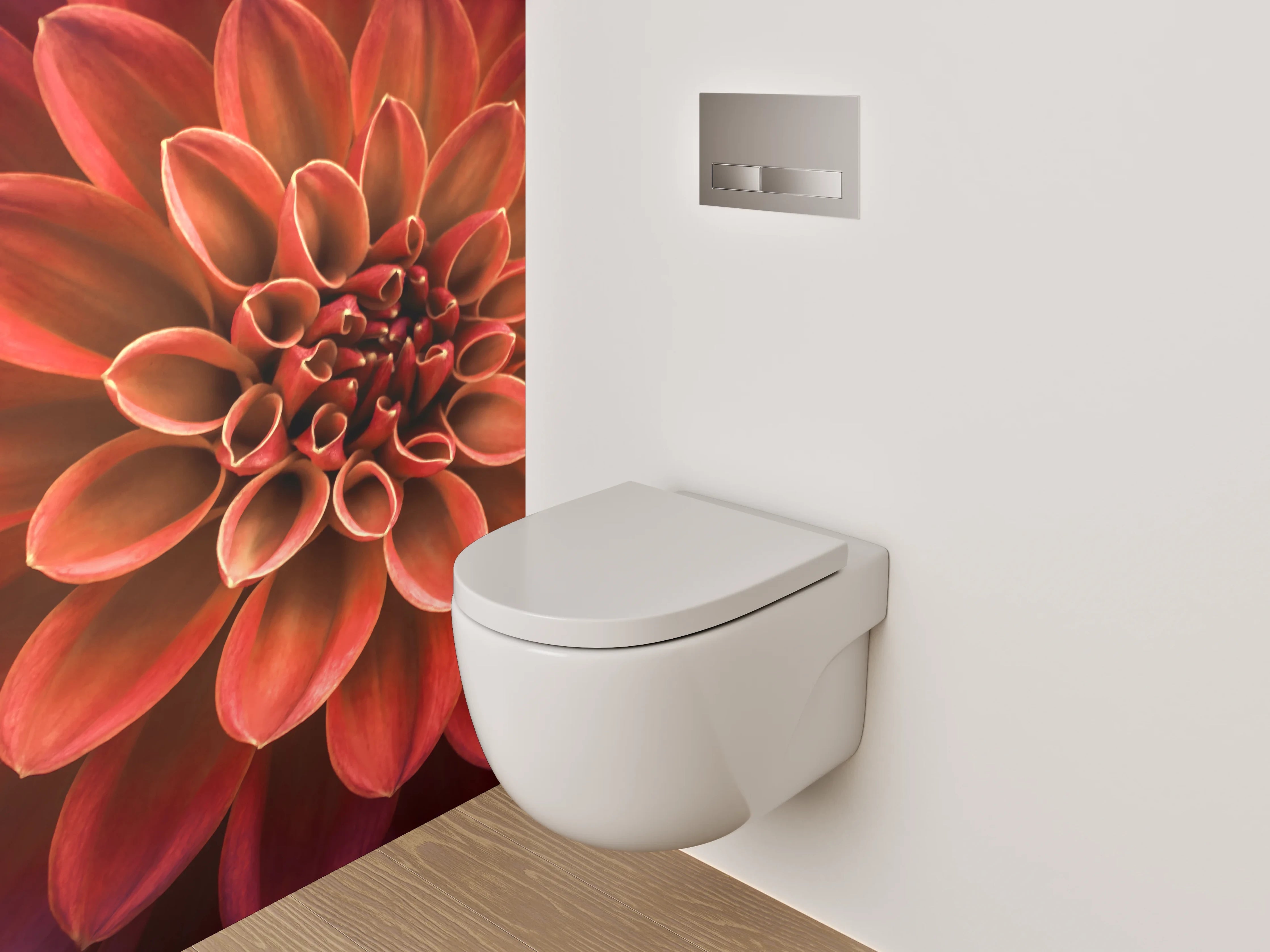 WC-Rückwand - Rote Dahlie Blume Makrofotografie