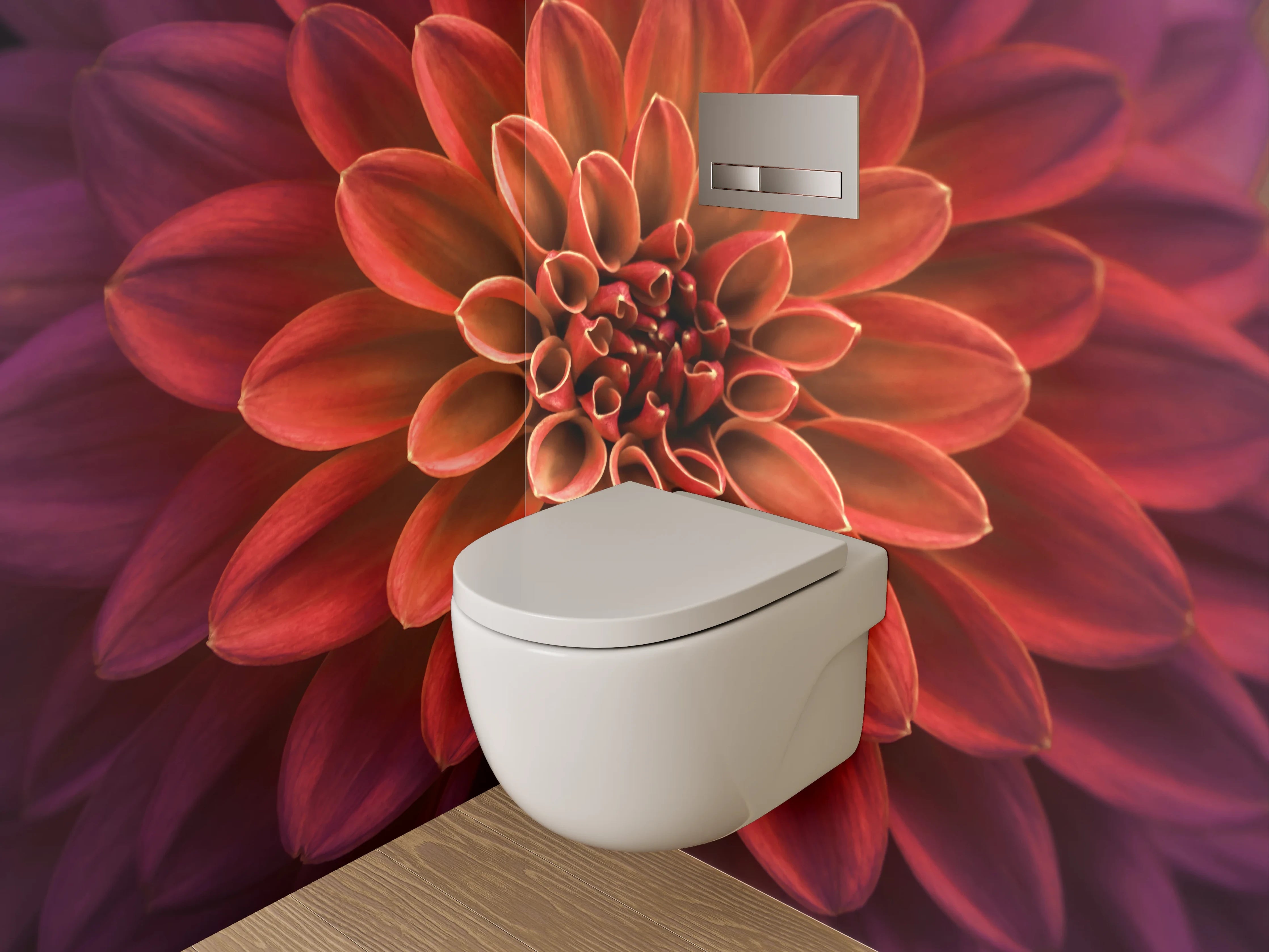 WC-Rückwand - Rote Dahlie Blume Makrofotografie
