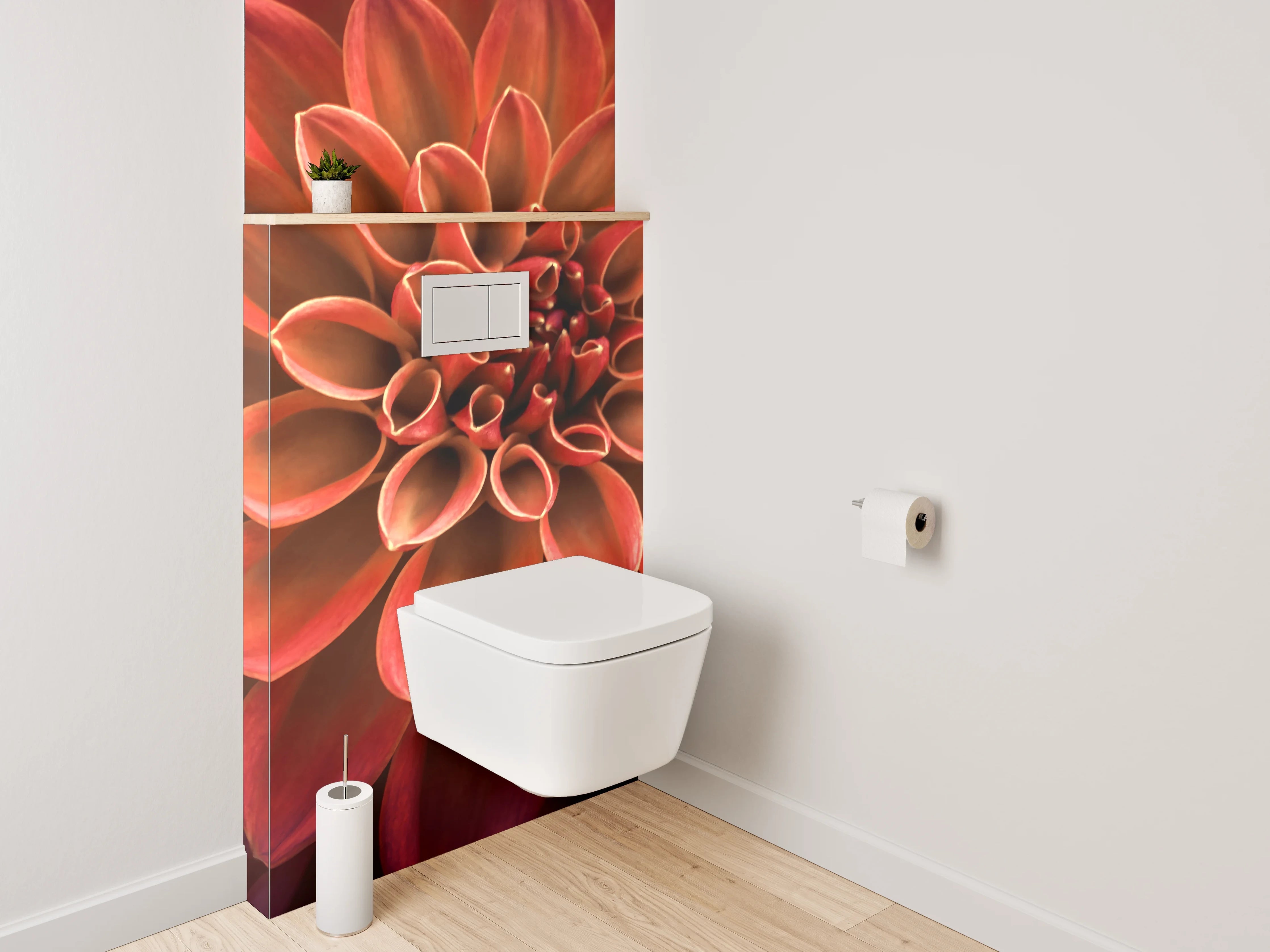WC-Rückwand - Rote Dahlie Blume Makrofotografie