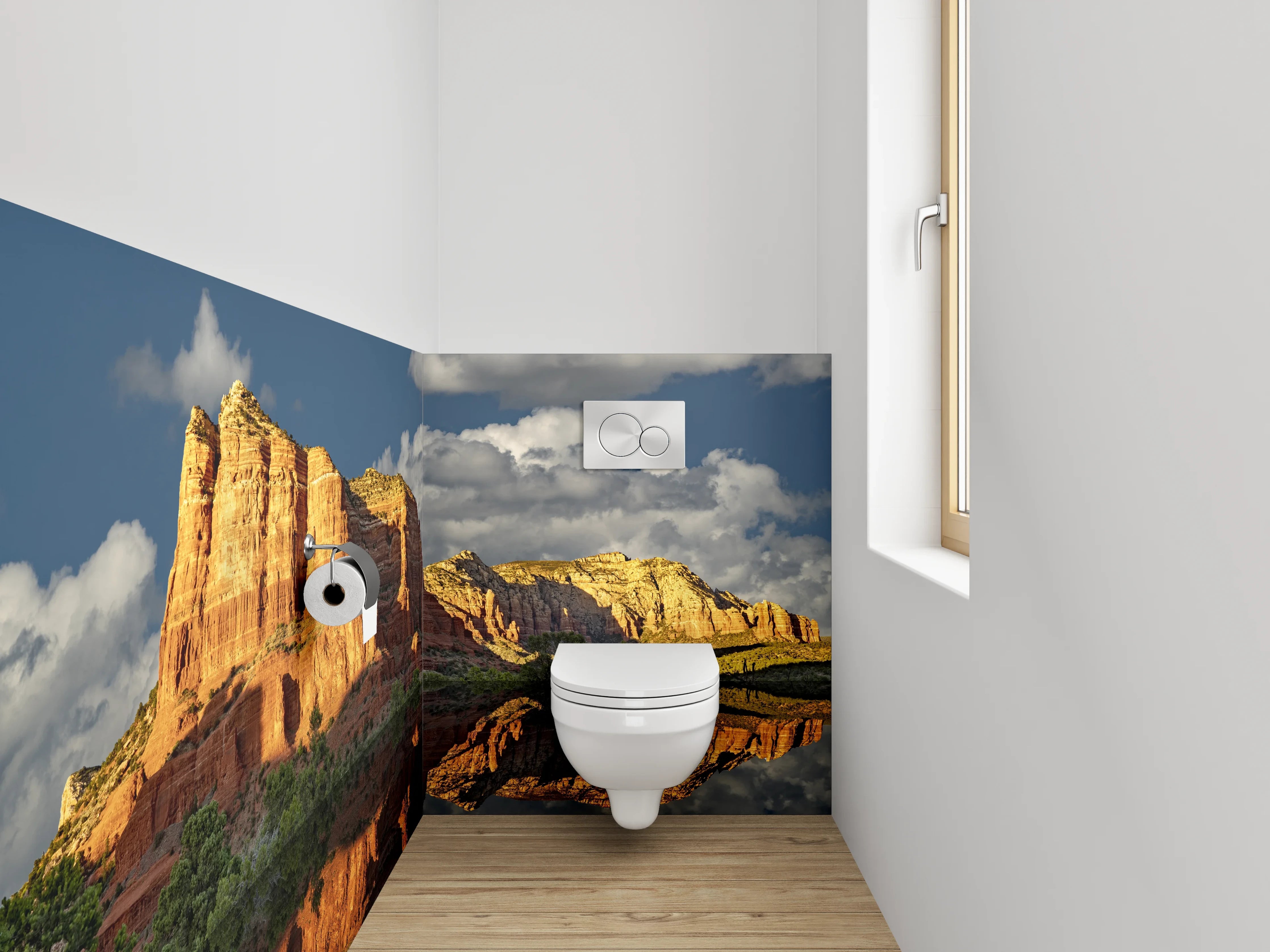 WC-Rückwand - Rote Felsen Spiegelung Naturidylle