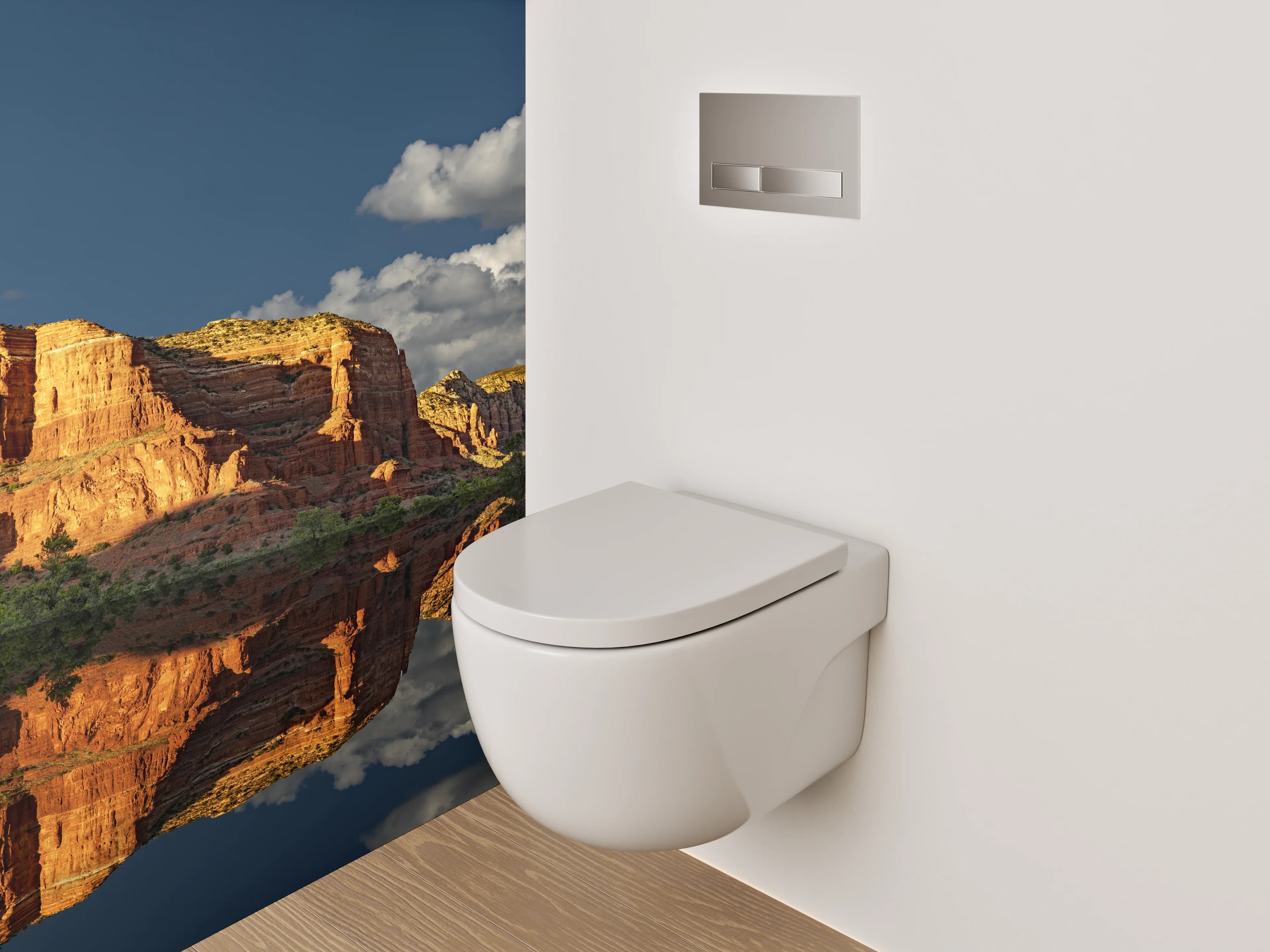 WC-Rückwand - Rote Felsen Spiegelung Naturidylle
