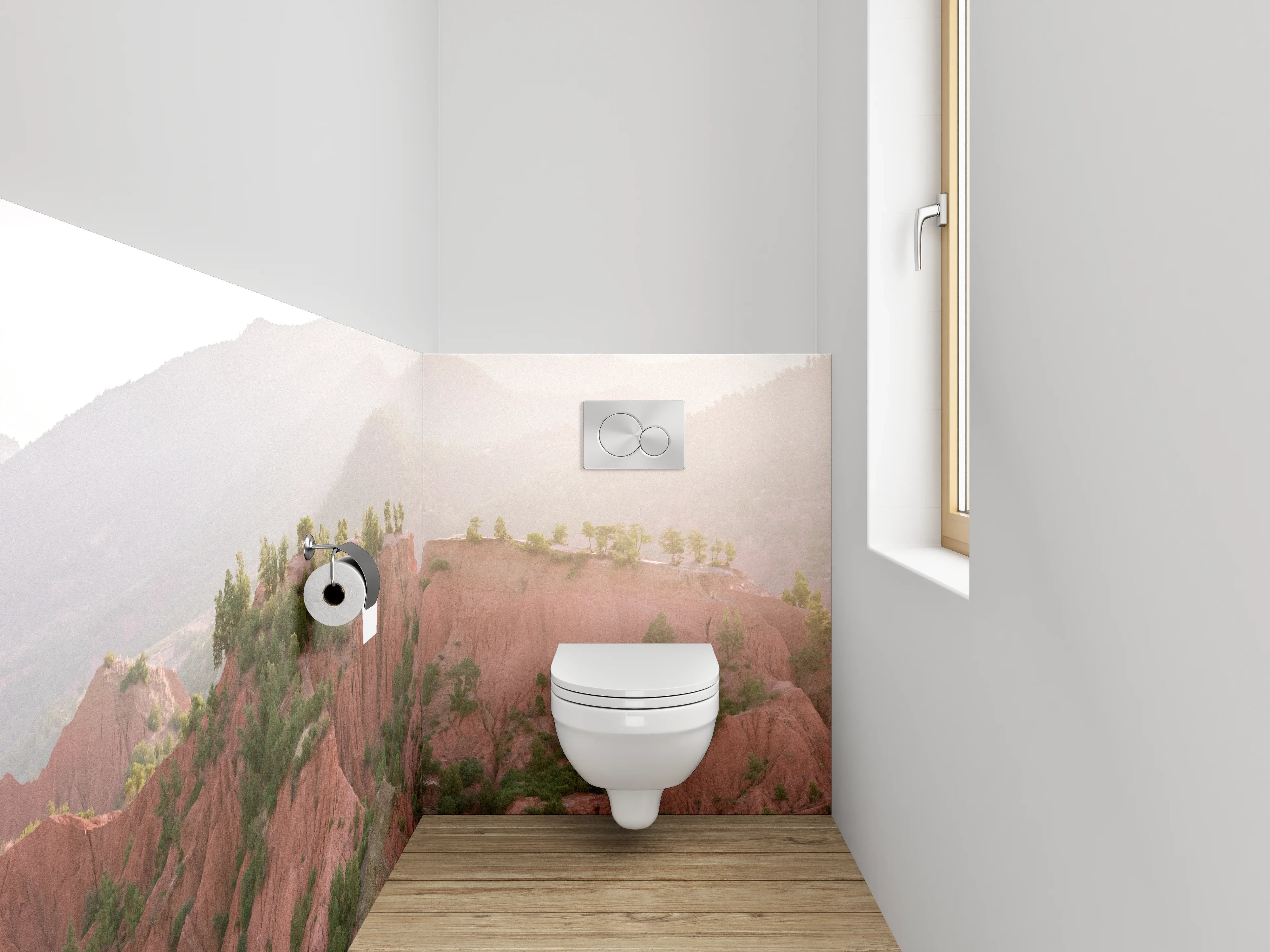 WC-Rückwand - Rote Felsenlandschaft im Sonnenlicht