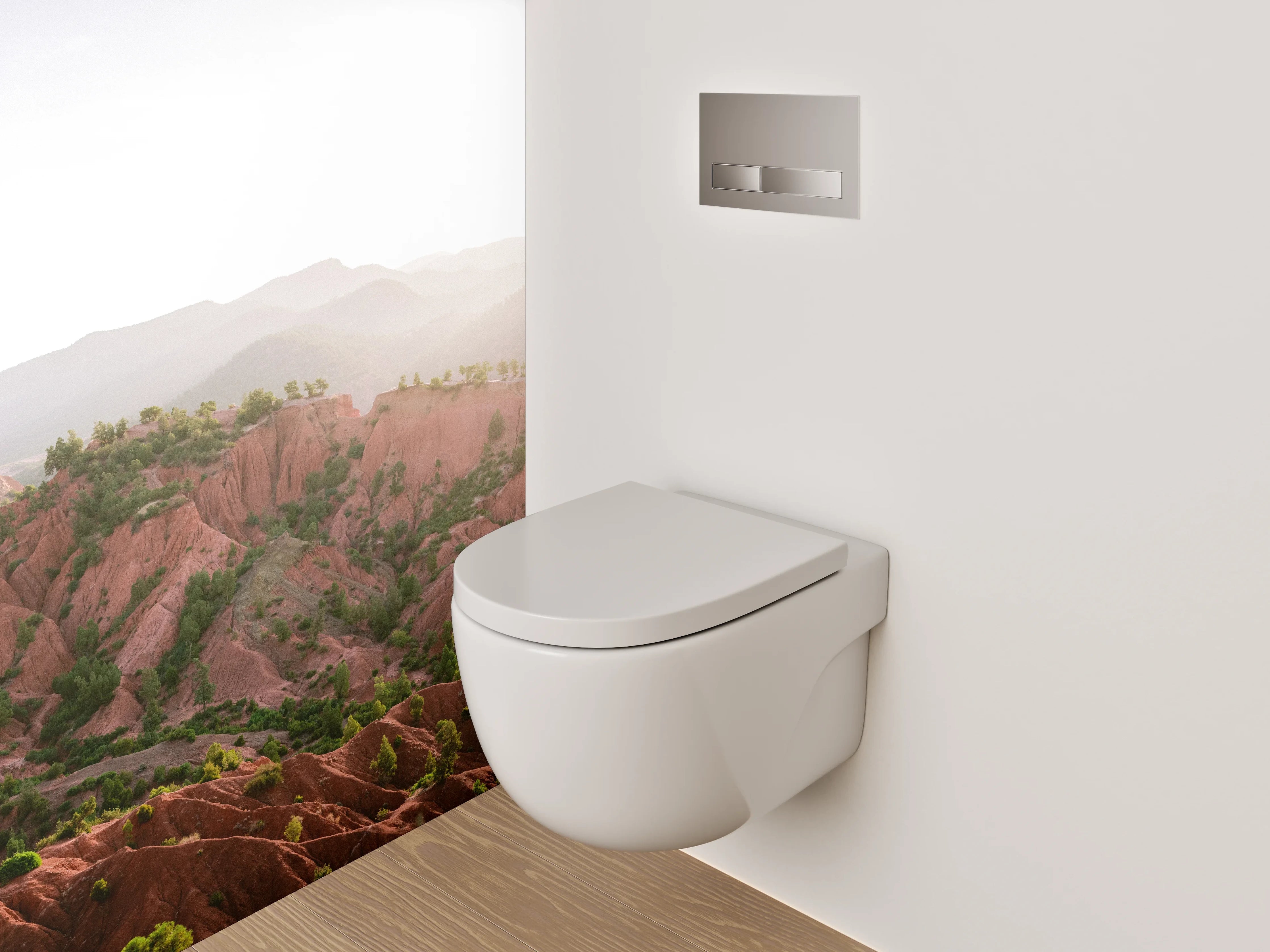 WC-Rückwand - Rote Felsenlandschaft im Sonnenlicht
