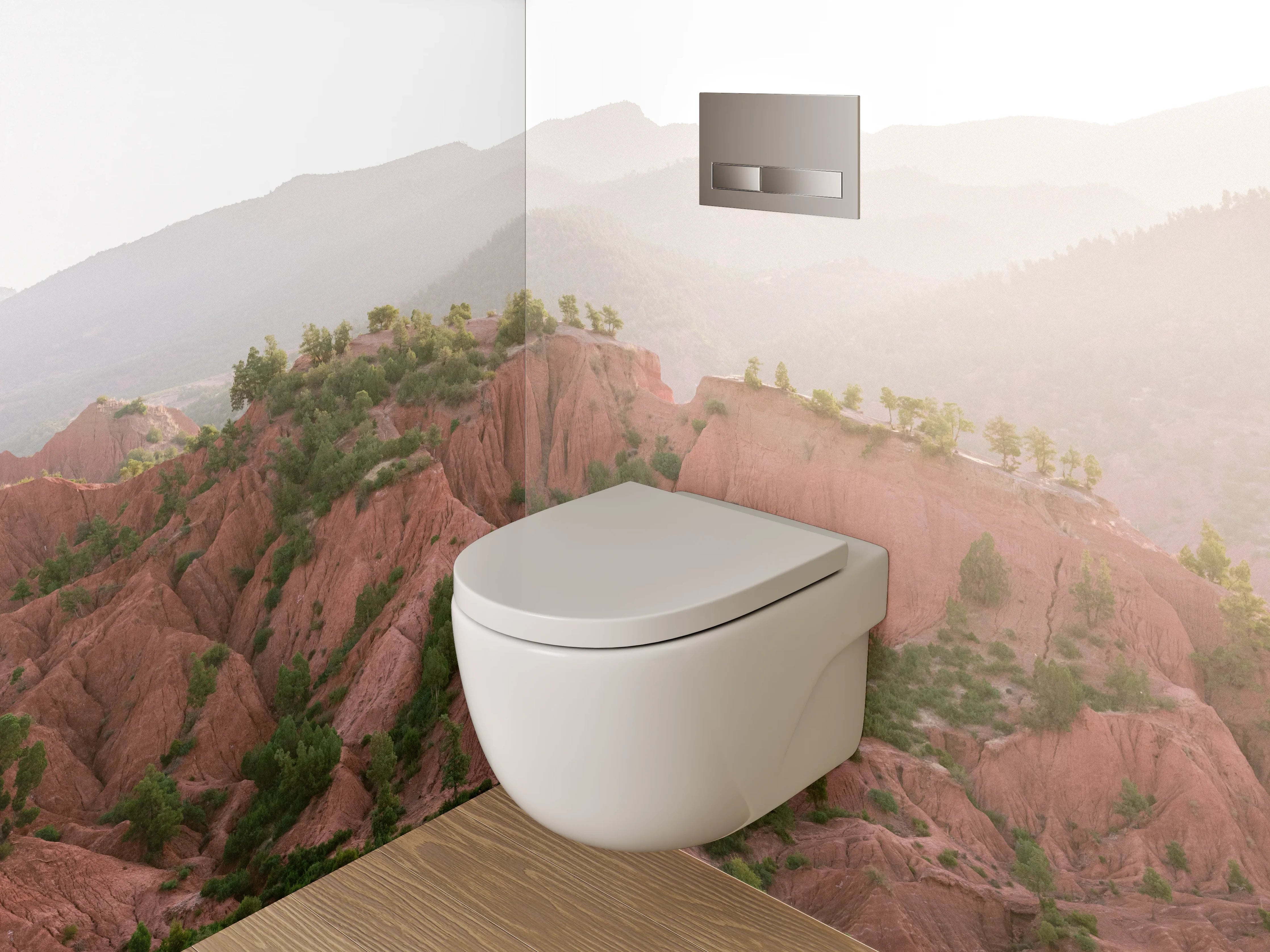 WC-Rückwand - Rote Felsenlandschaft im Sonnenlicht