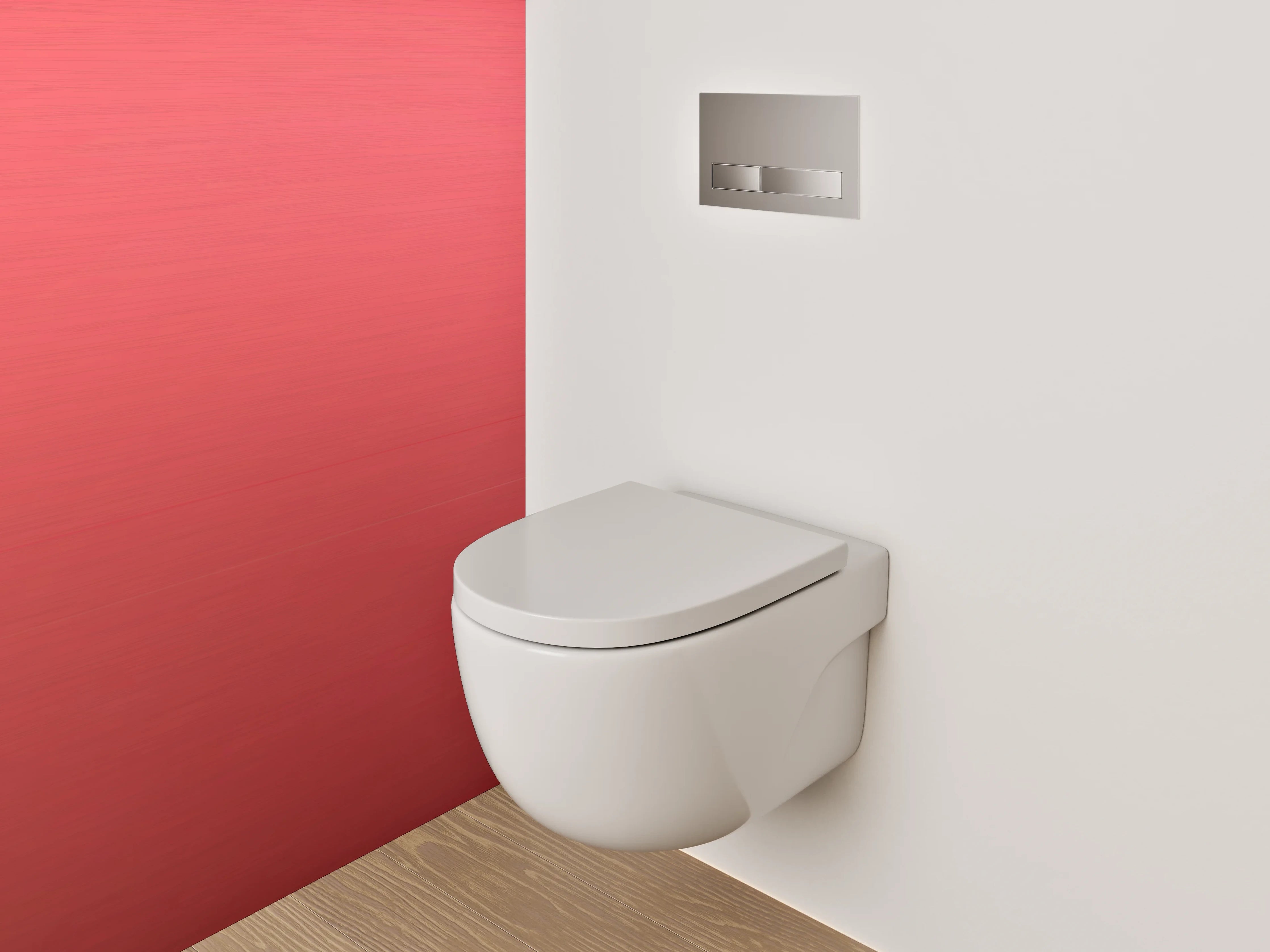 WC-Rückwand - Rote Metallic-Farbe mit strukturierter Oberfläche