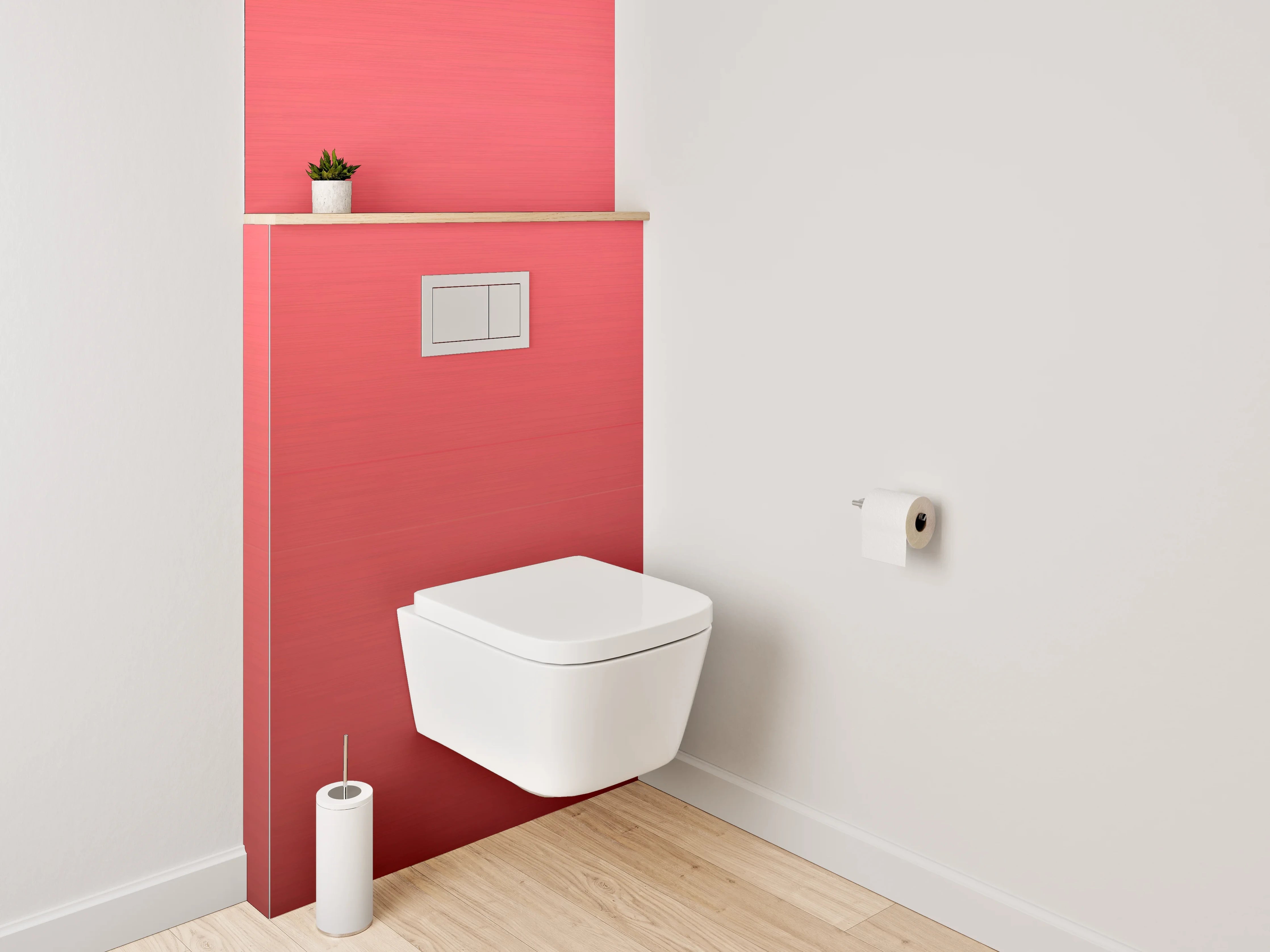 WC-Rückwand - Rote Metallic-Farbe mit strukturierter Oberfläche