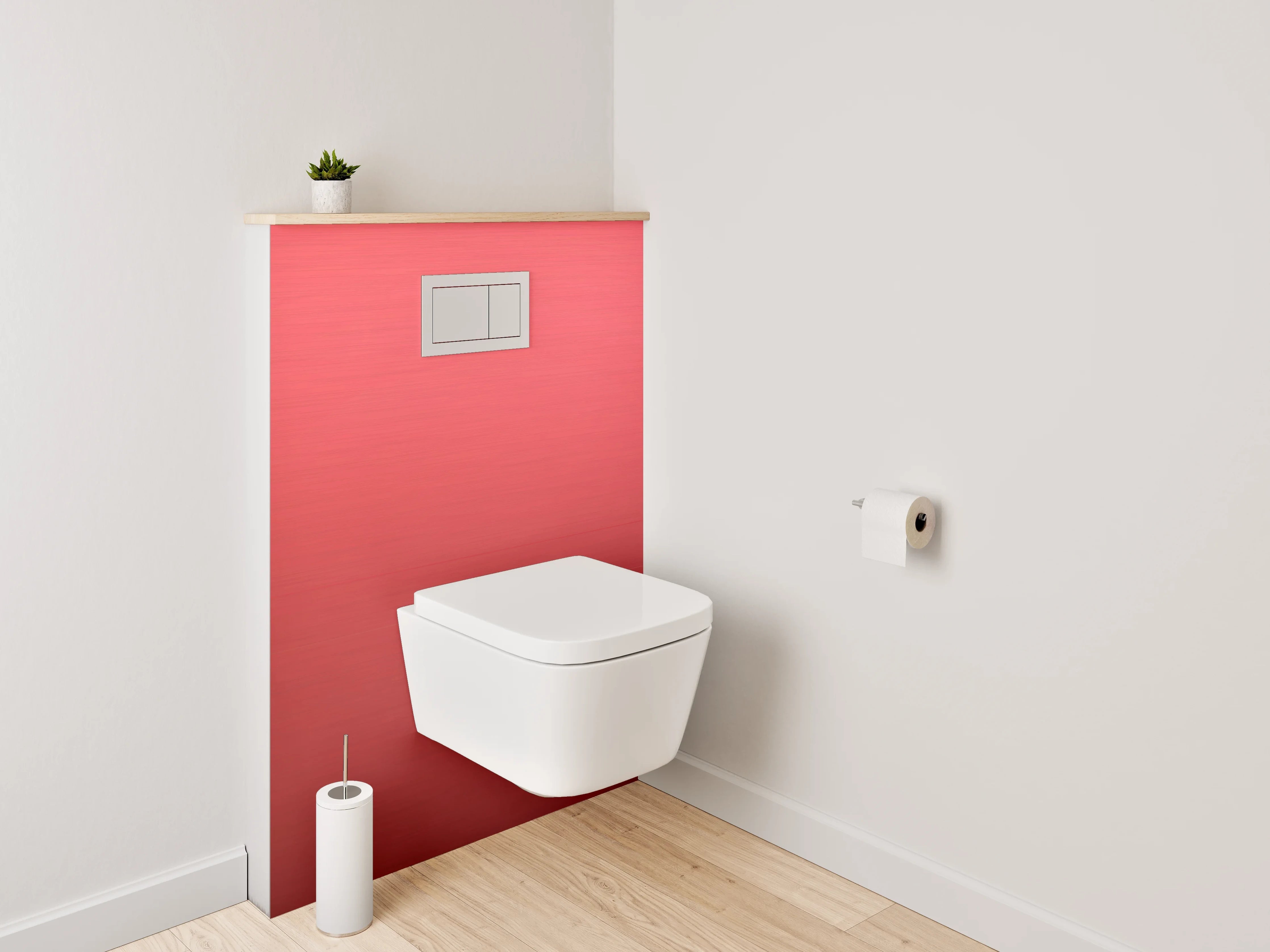 WC-Rückwand - Rote Metallic-Farbe mit strukturierter Oberfläche