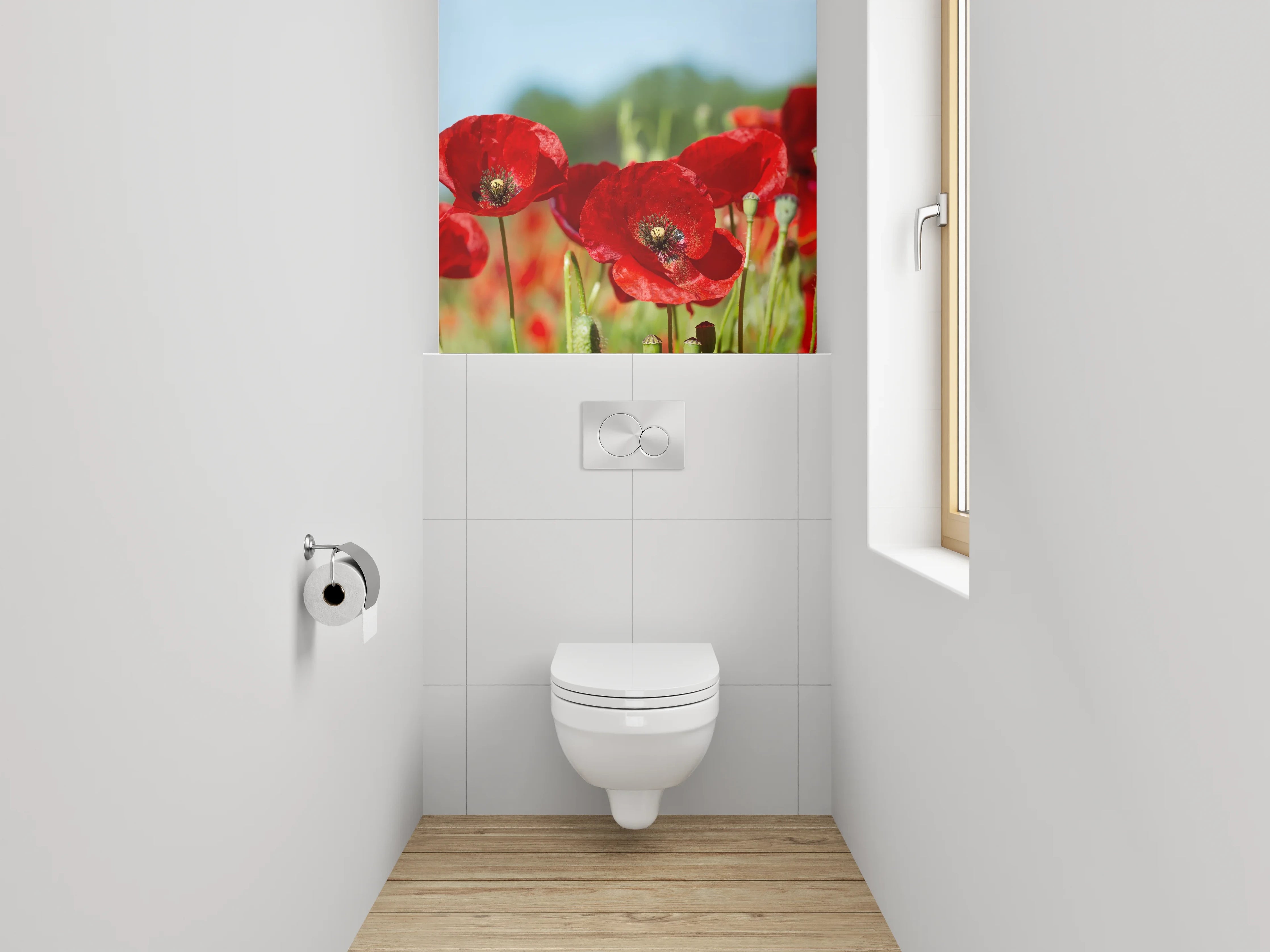WC-Rückwand - Rote Mohnblumen Panorama Feld