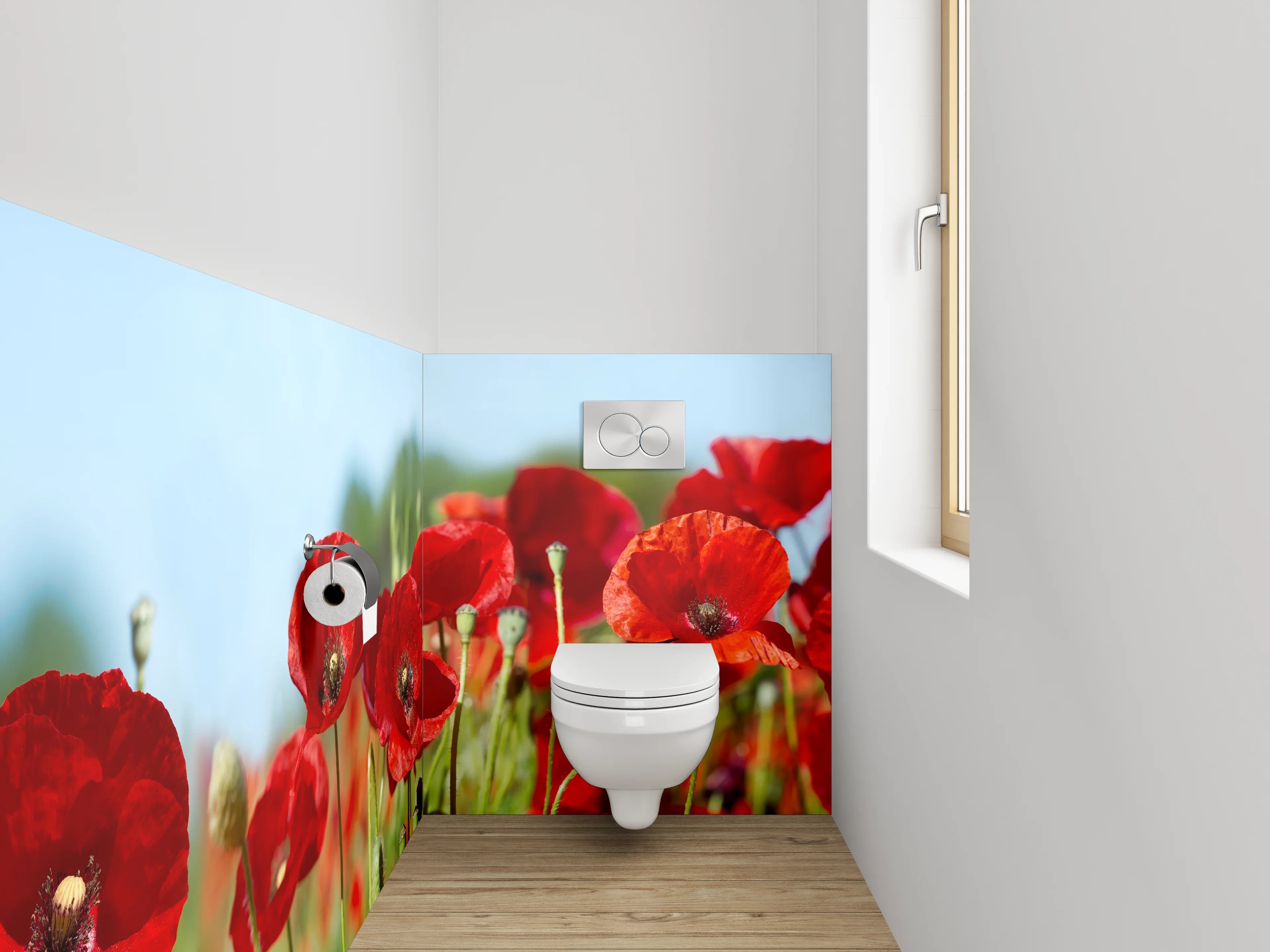 WC-Rückwand - Rote Mohnblumen Panorama Feld