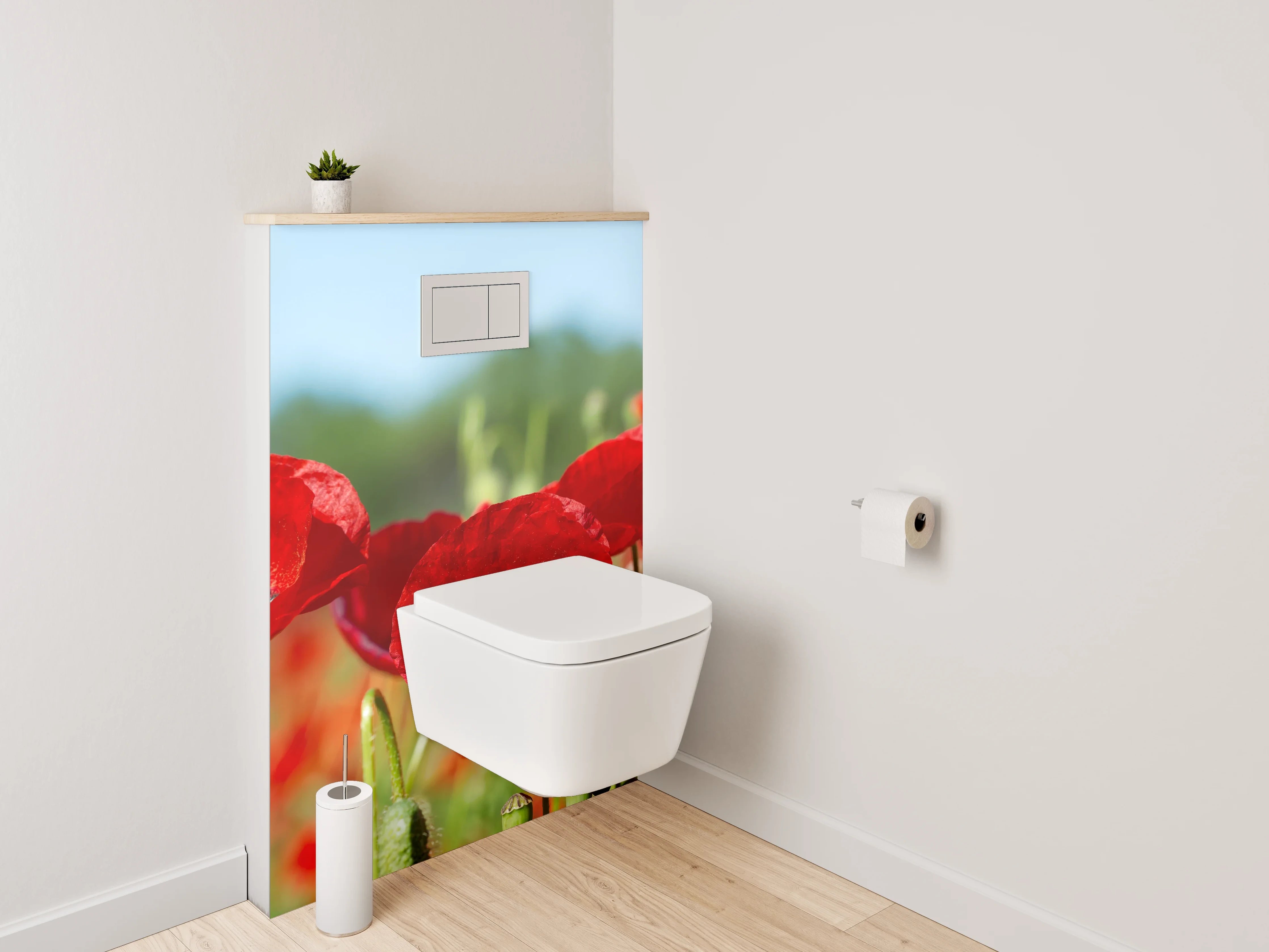 WC-Rückwand - Rote Mohnblumen Panorama Feld