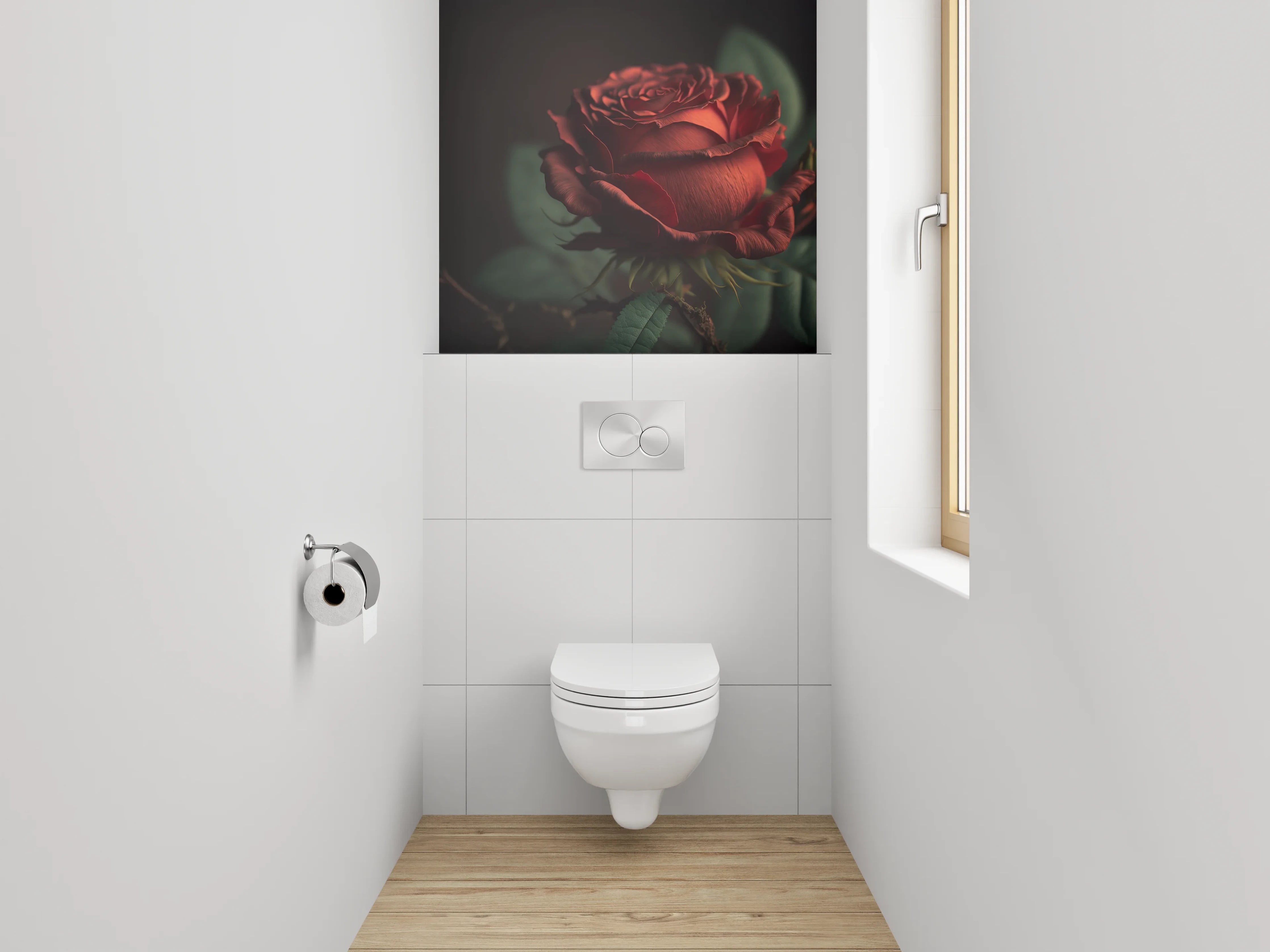 WC-Rückwand - Rote Rose Nahaufnahme Kunstmotiv