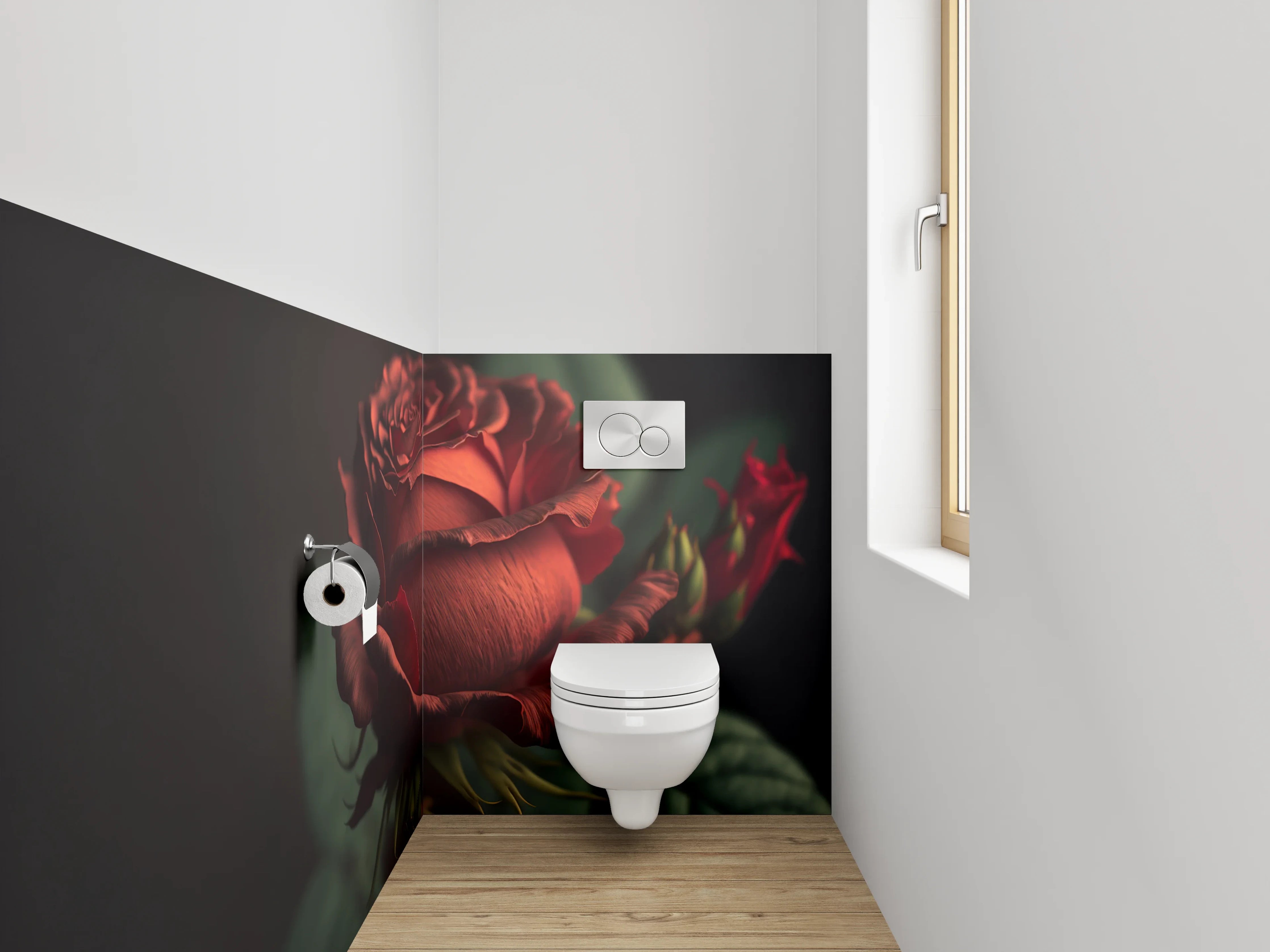 WC-Rückwand - Rote Rose Nahaufnahme Kunstmotiv