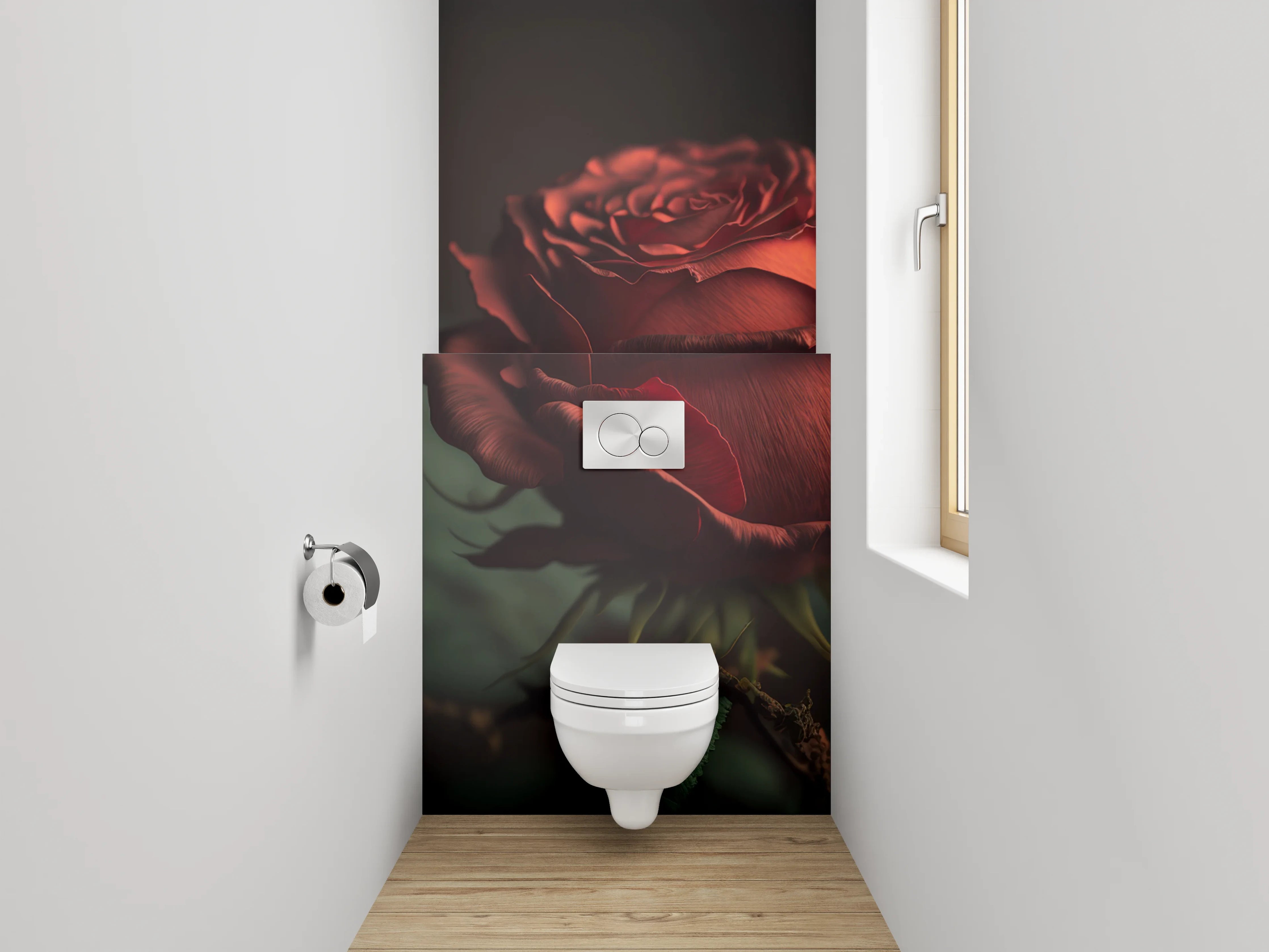 WC-Rückwand - Rote Rose Nahaufnahme Kunstmotiv