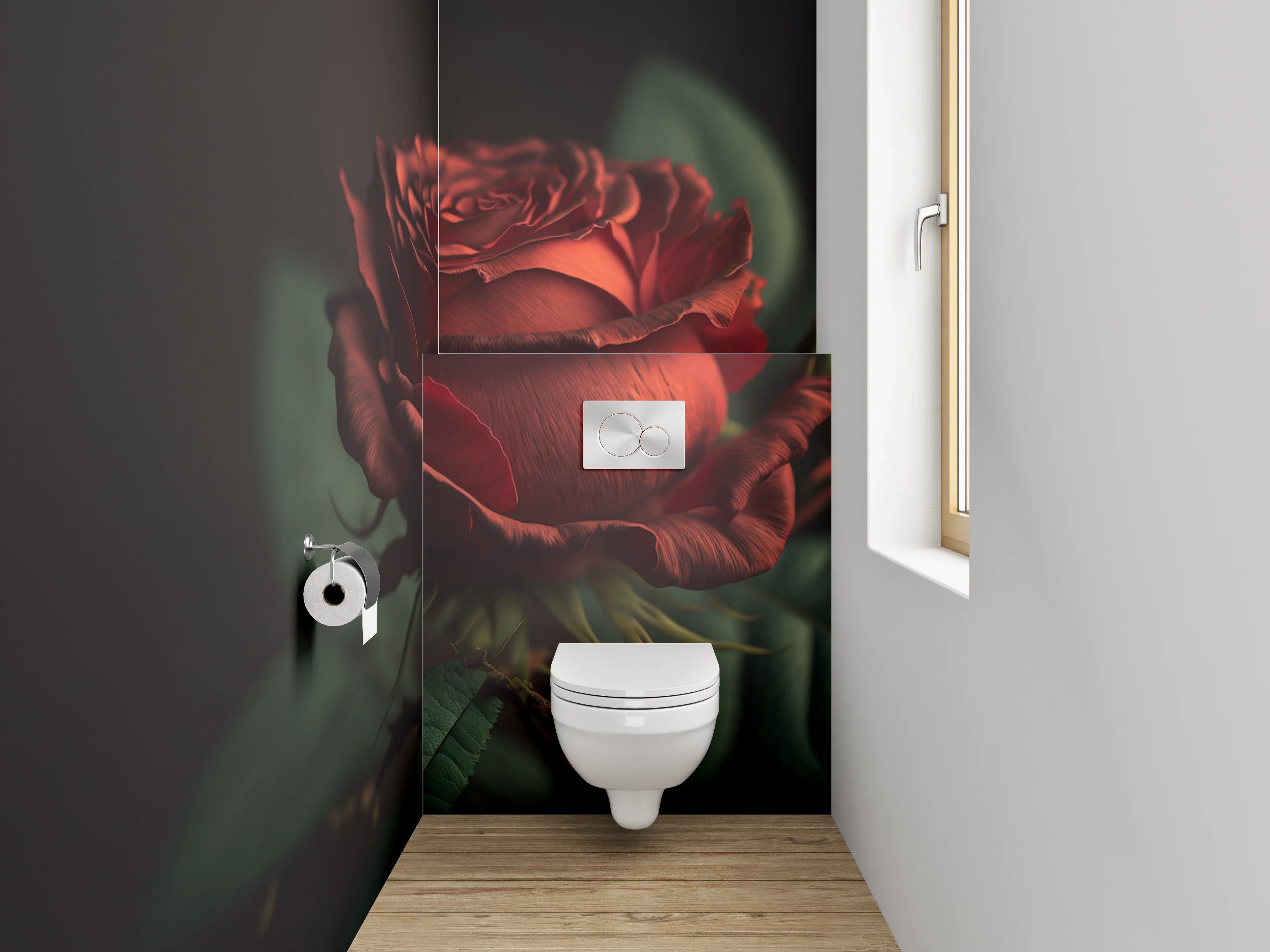 WC-Rückwand - Rote Rose Nahaufnahme Kunstmotiv