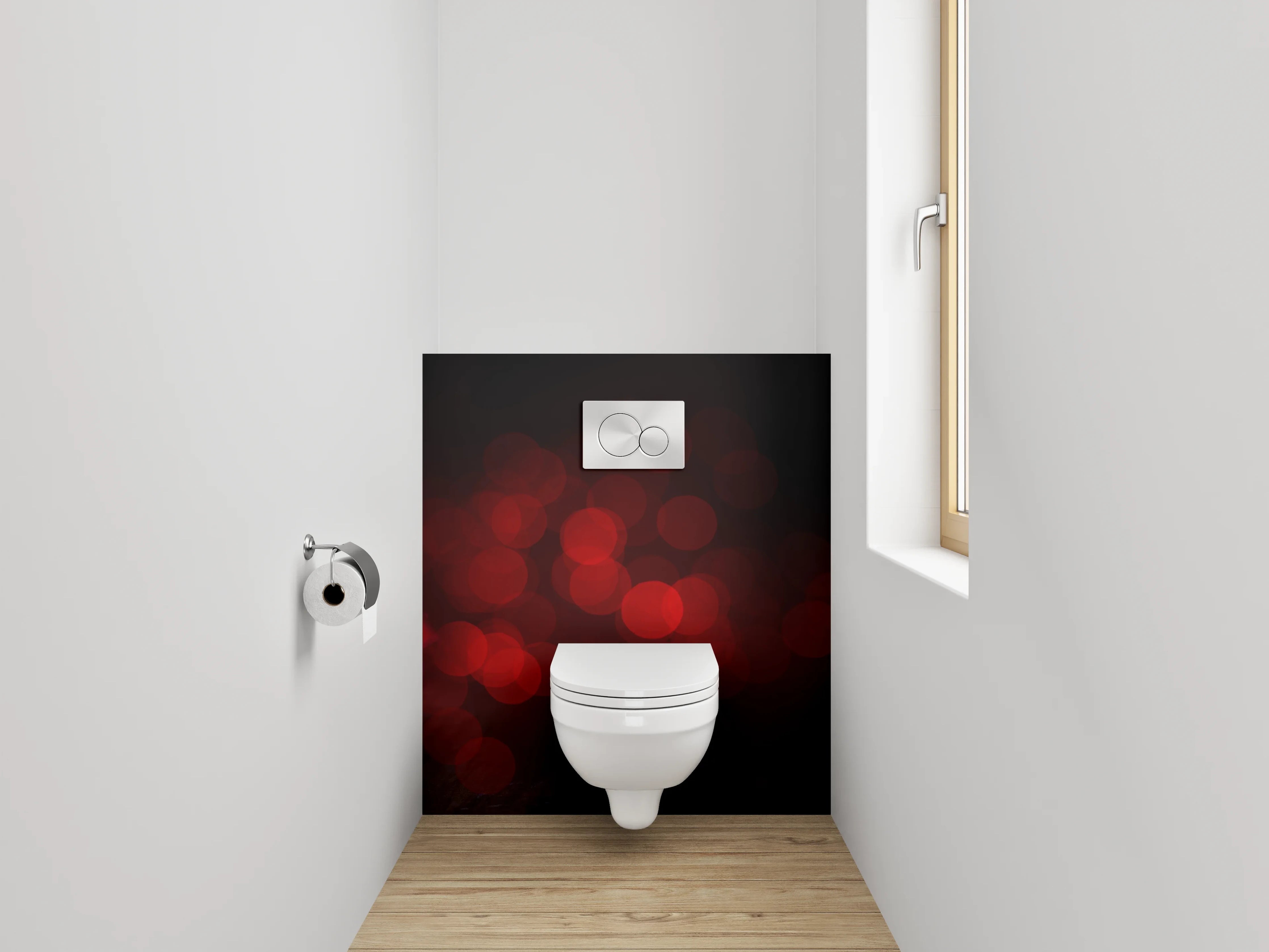 WC-Rückwand - Rote Rose auf dunklem Hintergrund